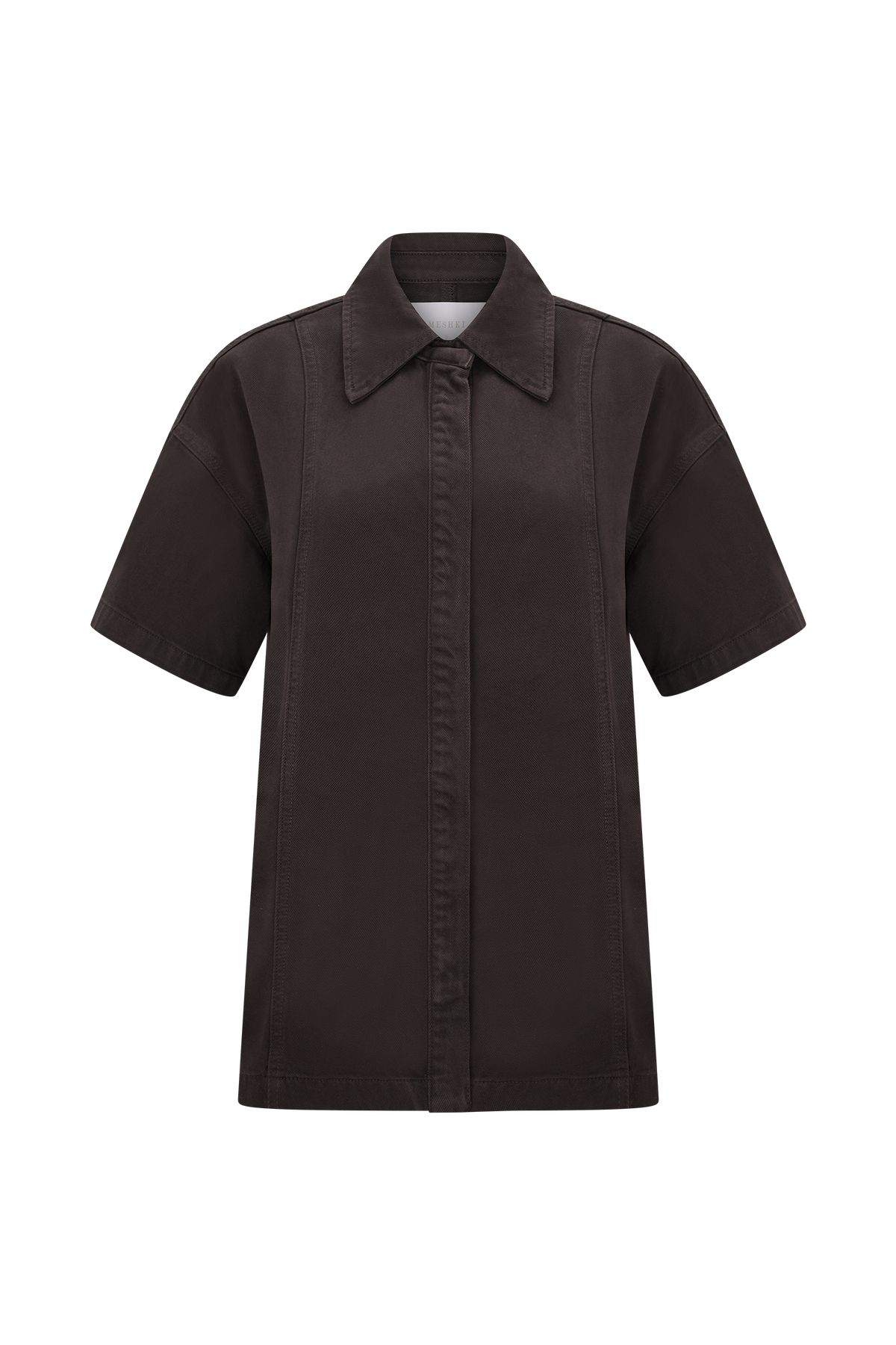 Maya Oversized Denim Shirt - Chocolate