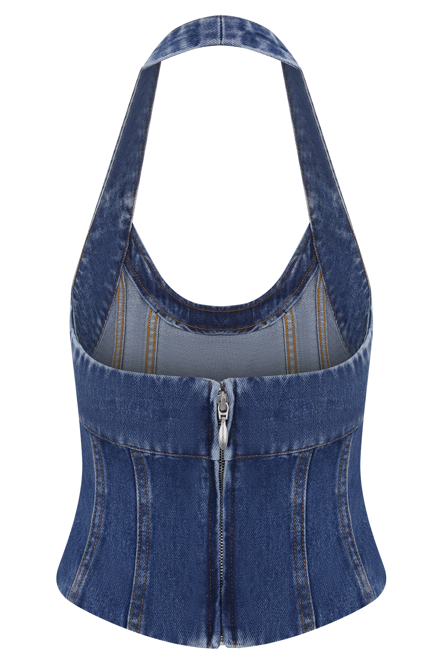 Meadow Denim Corset Halter Top - Dark Blue #9