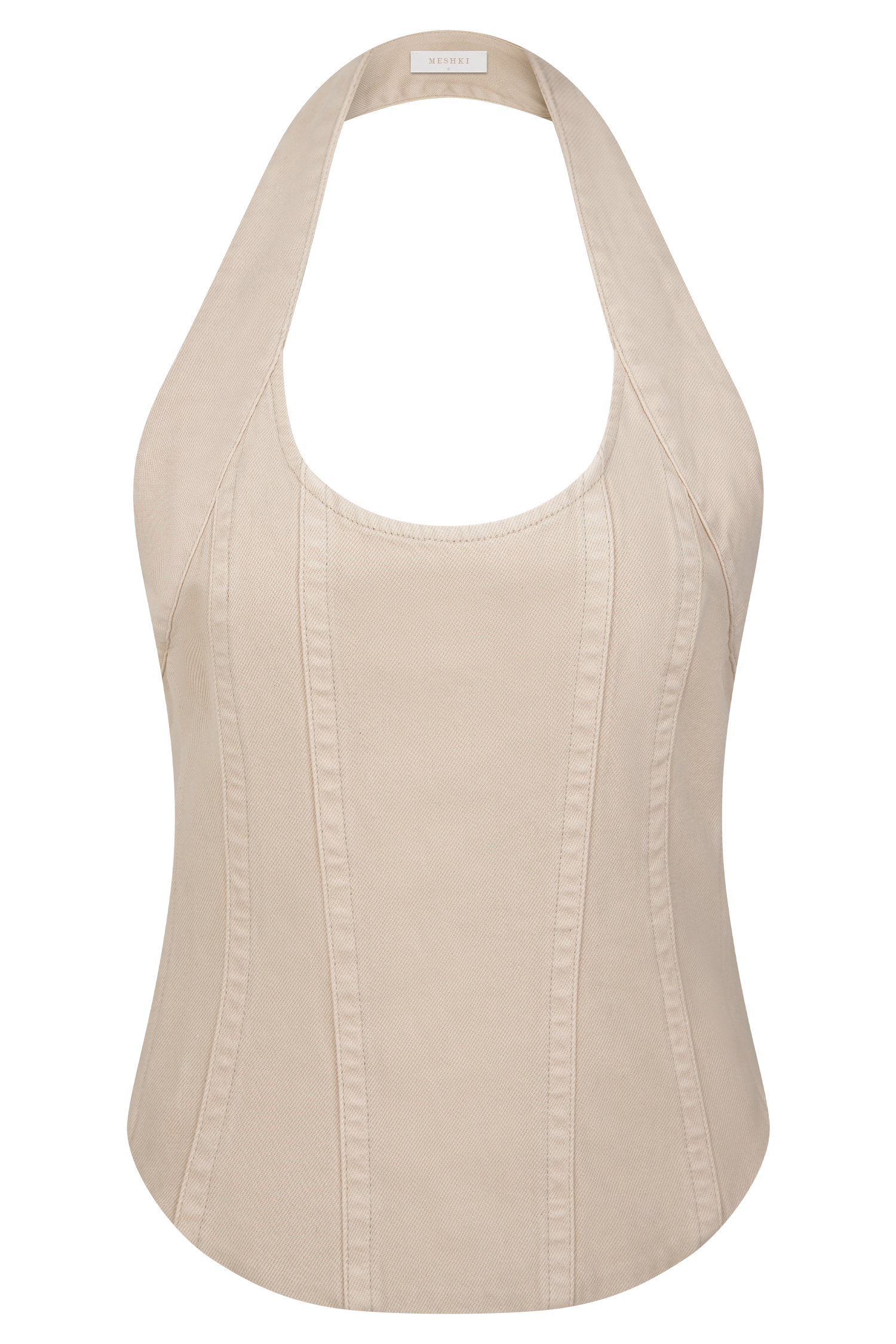 Meadow Denim Corset Halter Top - Stone Wash #9