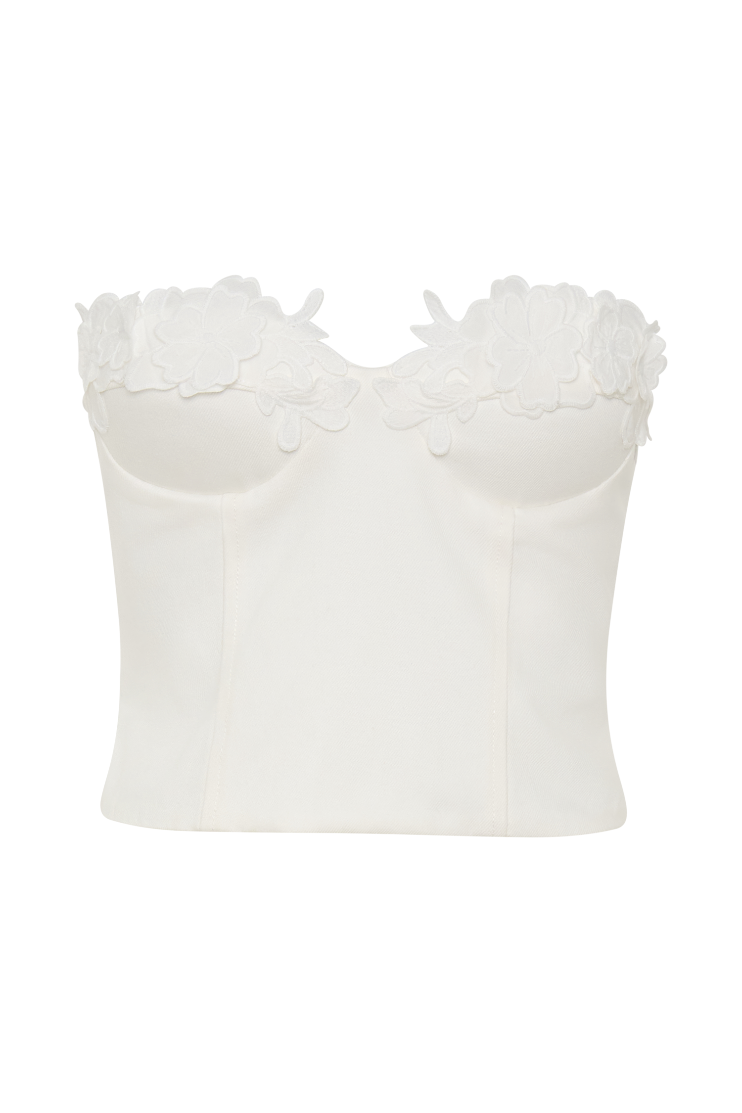 Melany Applique Denim Bustier - White #9