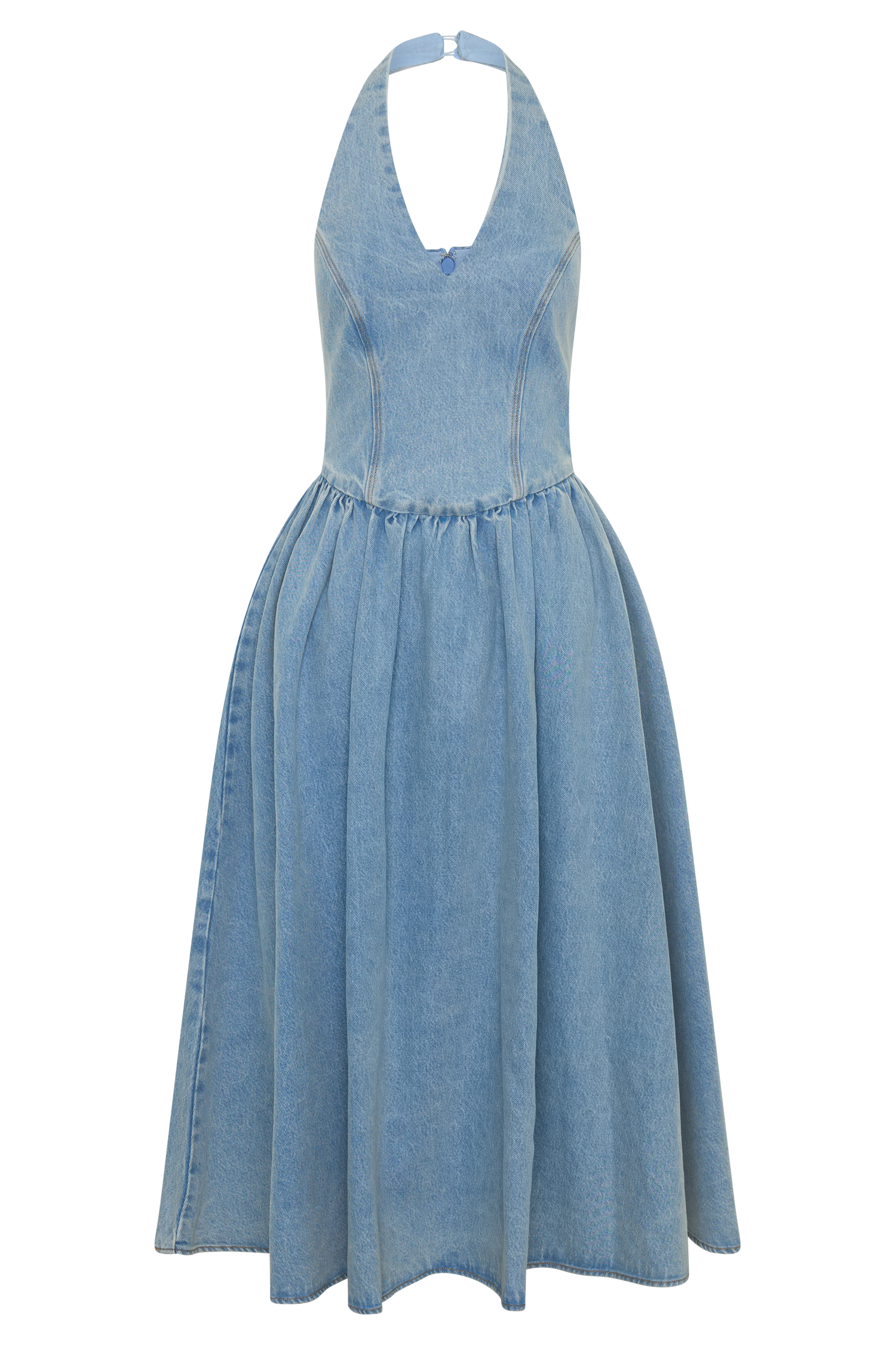 Miller Denim Halter Midi Dress - Classic Blue #9