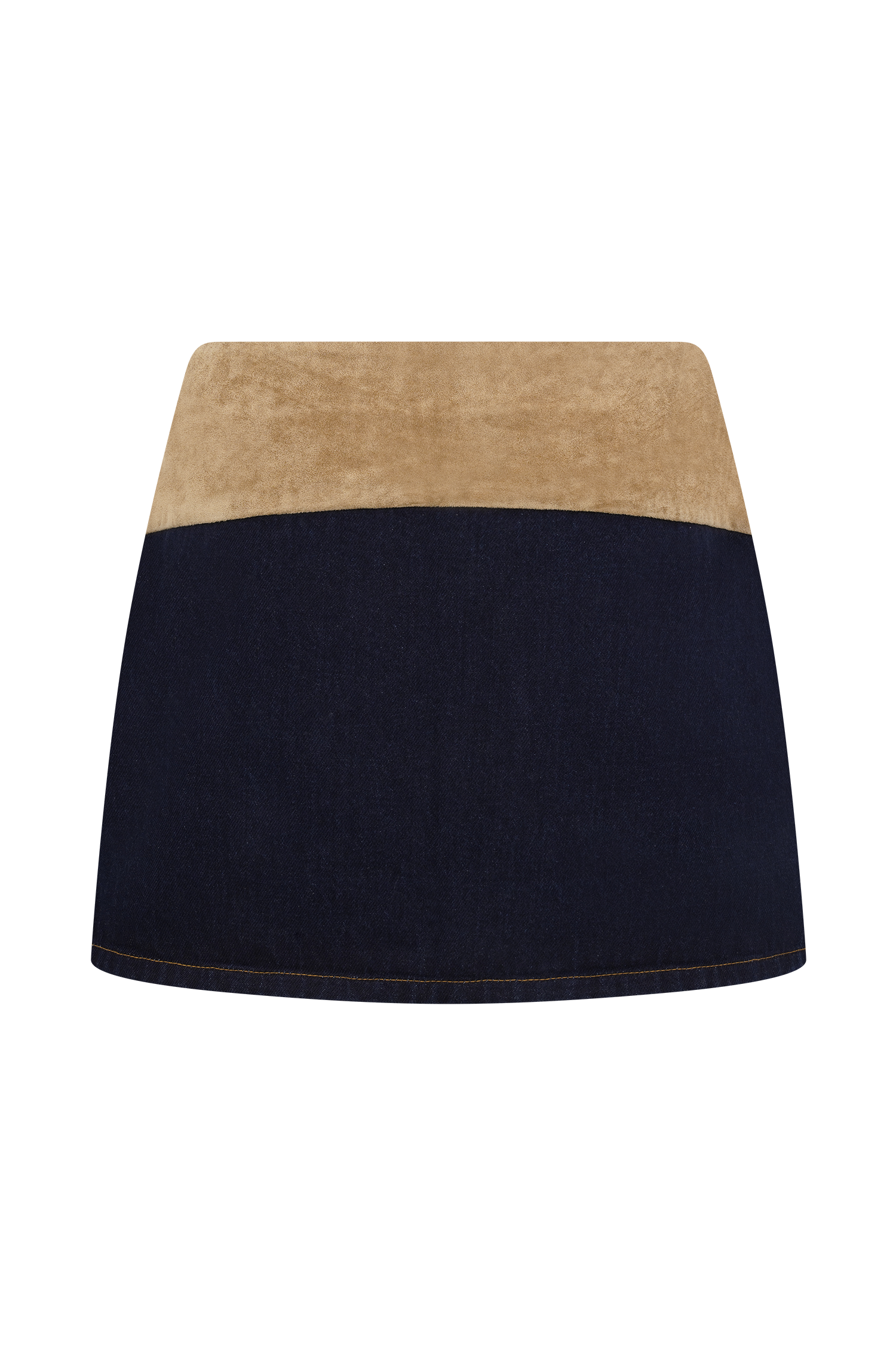 Miranda Faux Suede Belted Denim Mini Skirt - Indigo Blue #8