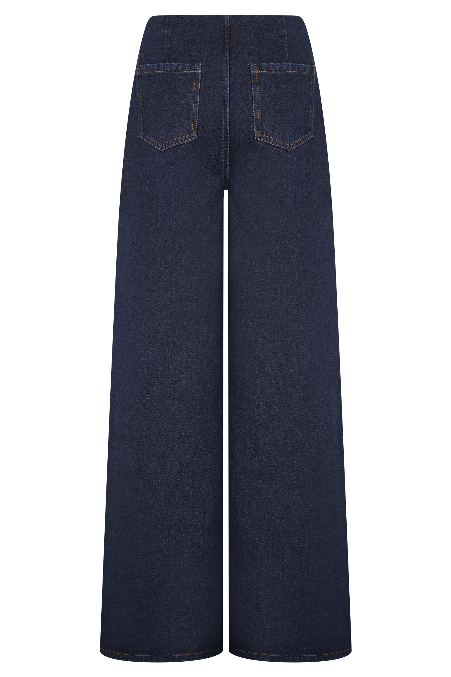 Miranda Faux Suede Belted Denim Wide Leg Jeans - Indigo Blue #8