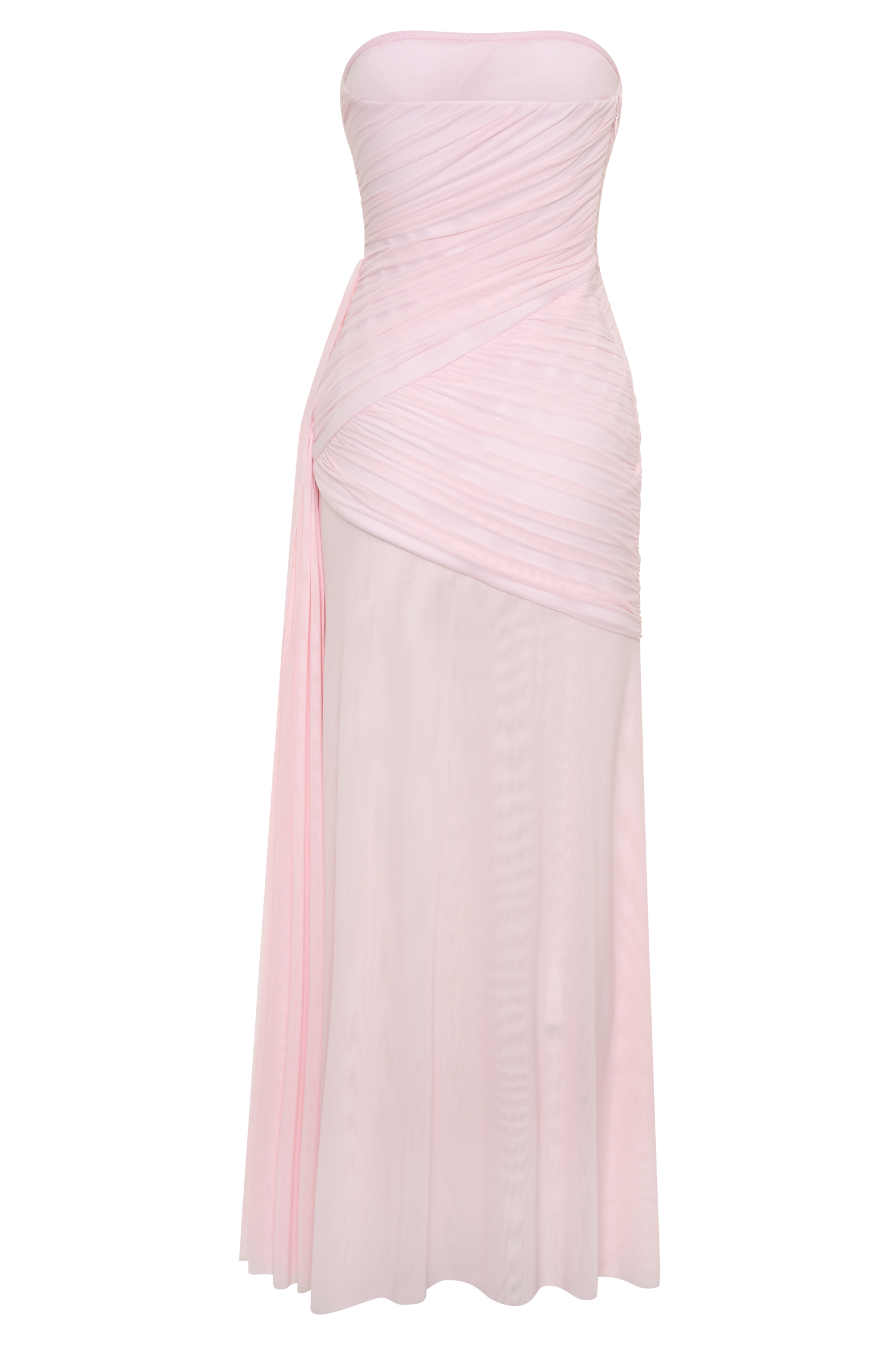 Monet Strapless Ruched Mesh Maxi Dress - Ballet Pink #8