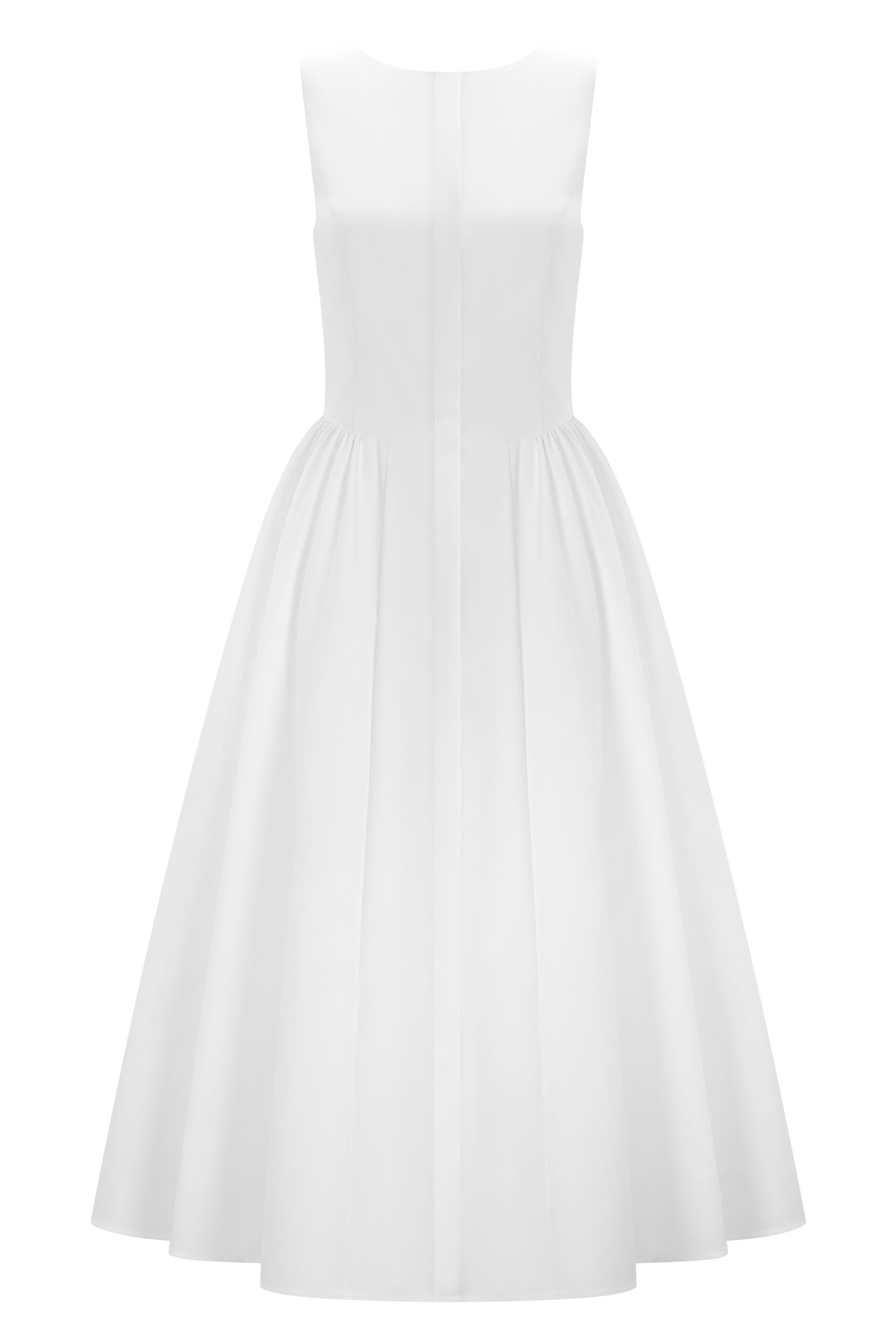 Monika Gathered Waist Cotton Midi Dress - White #9