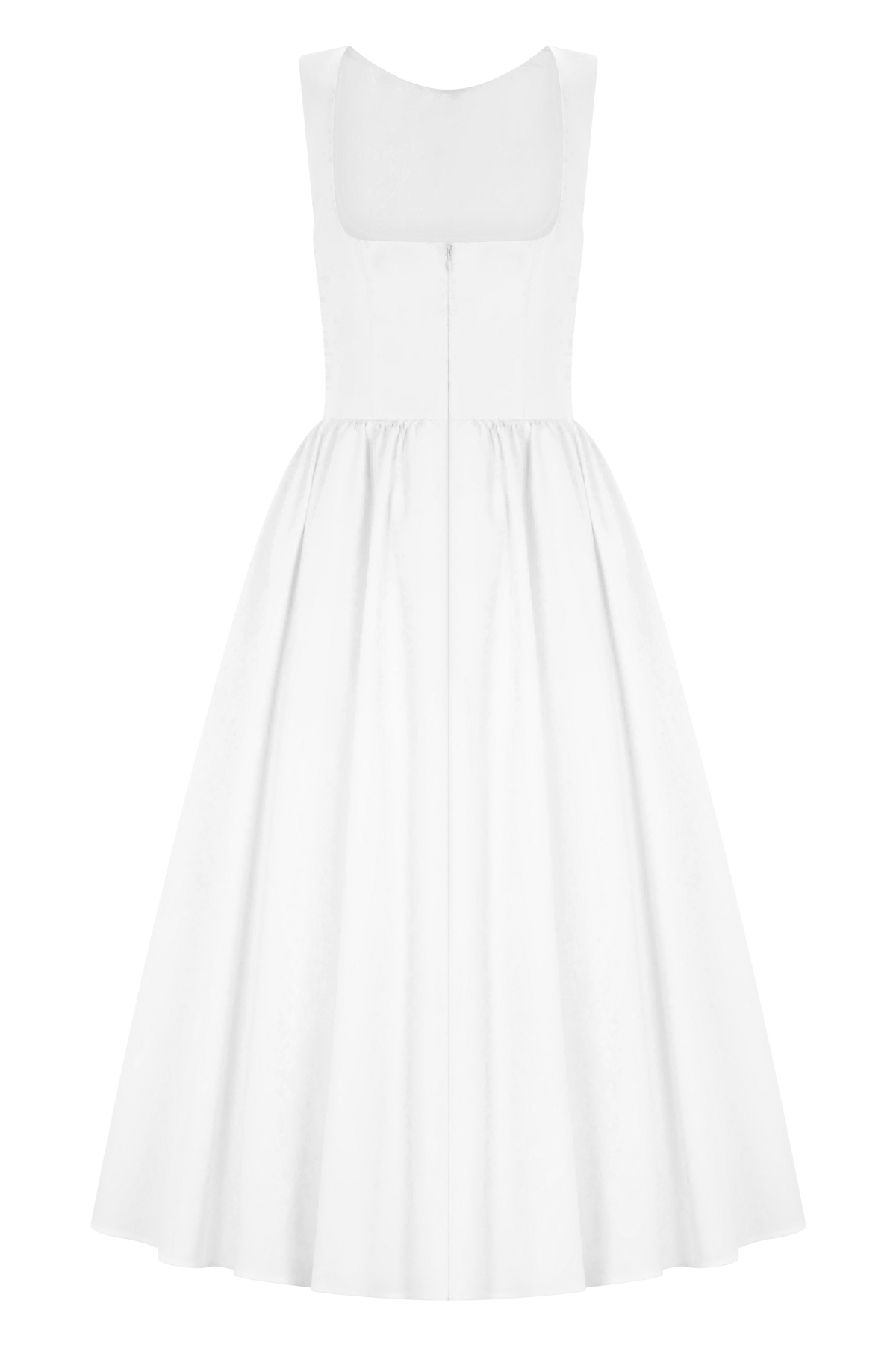 Monika Gathered Waist Cotton Midi Dress - White #8