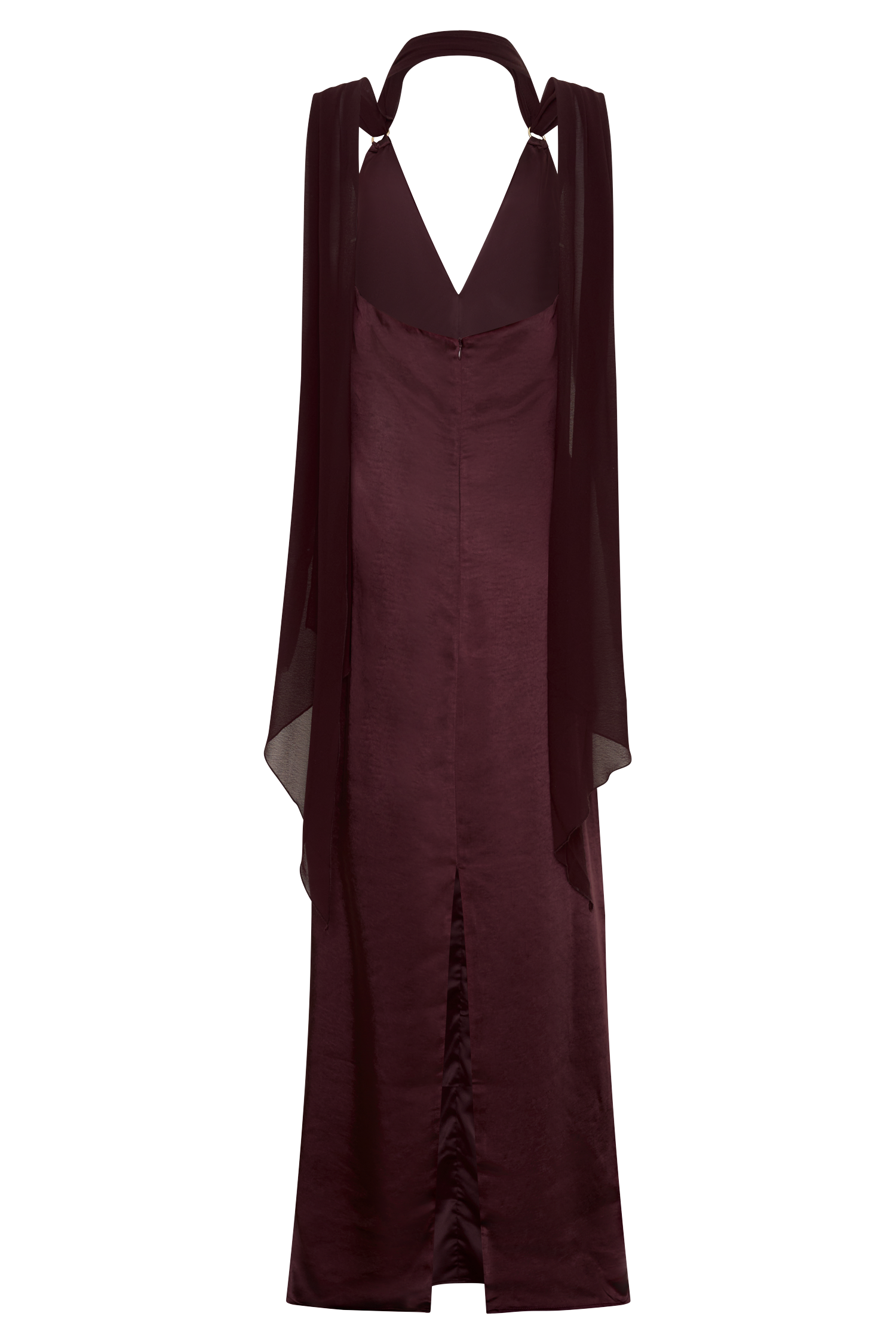 Myla Draped Shoulders Satin Maxi Dress - Chocolate #8