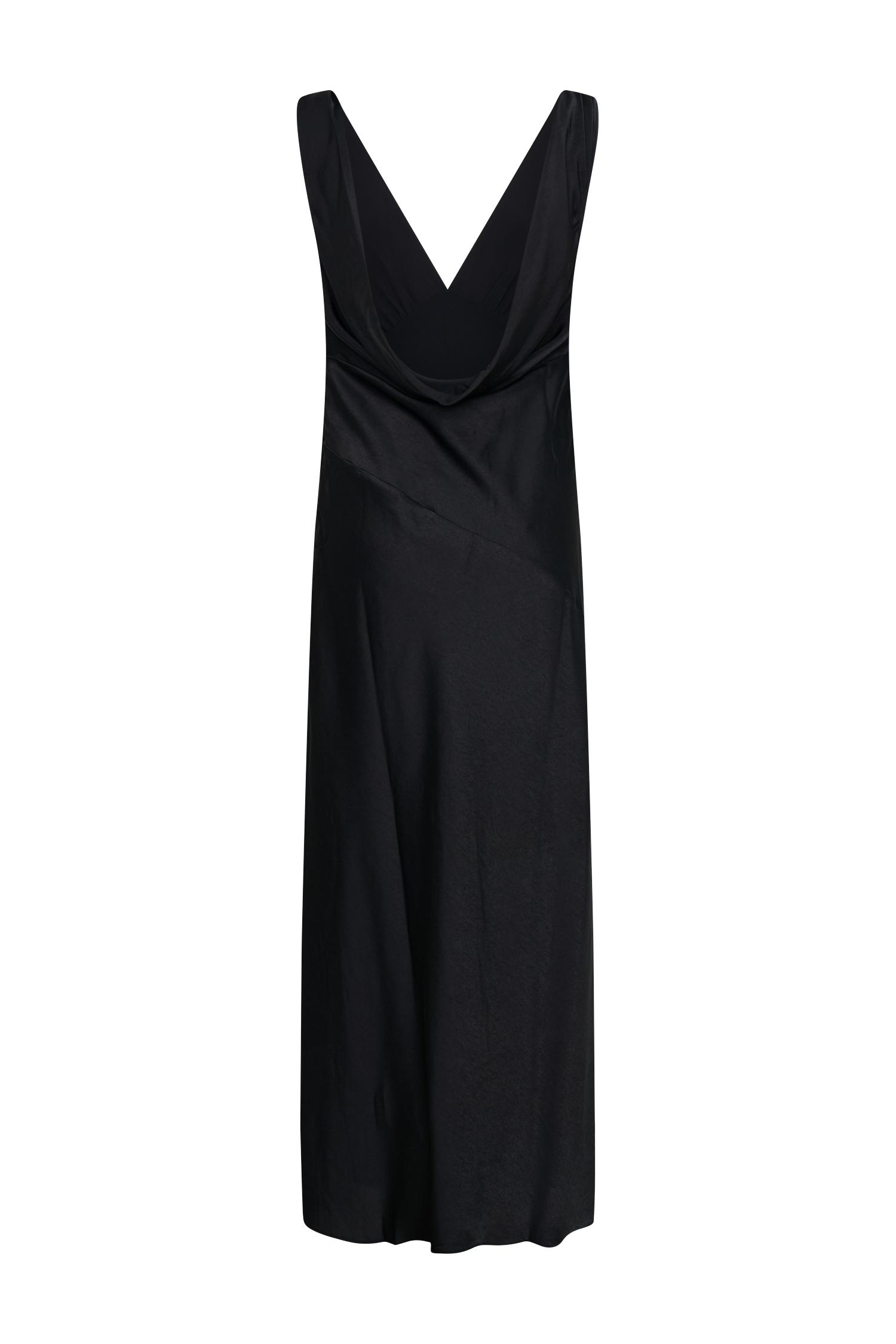 Nadia Maxi Satin Dress With Back Cowl - Black #9