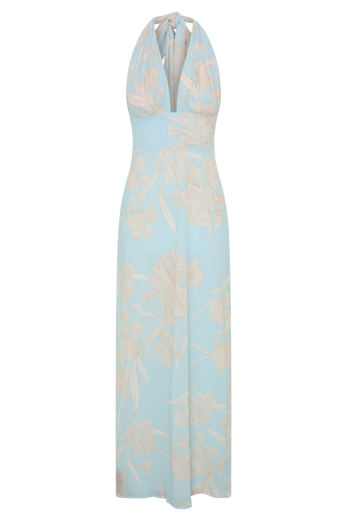 Nadine Halter Scarf Chiffon Maxi Dress - Blue Floral Print #10