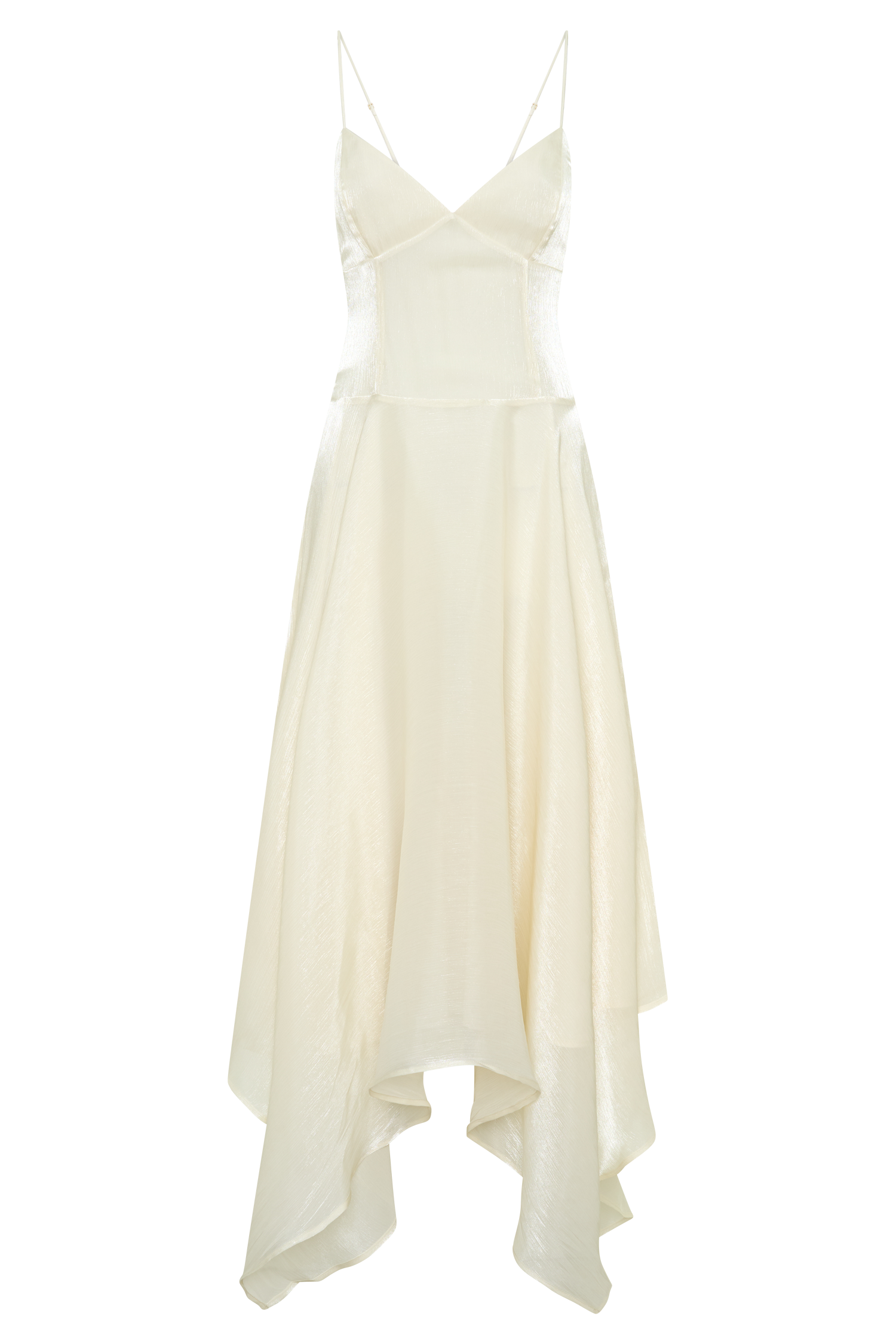 Naomi Satin Asymmetric Hem Maxi Dress - Ivory #6