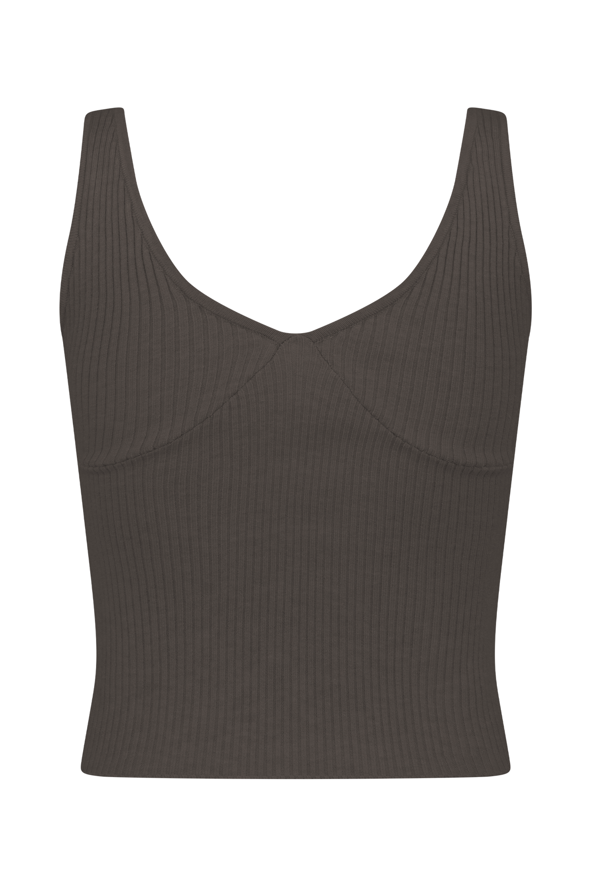 Natalya Ribbed Knit Cami Top - Dark Chocolate