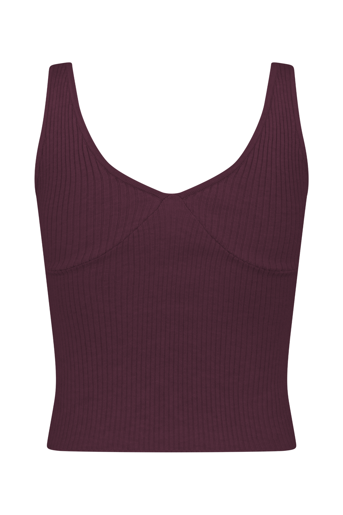 Natalya Ribbed Knit Cami Top - Merlot #7
