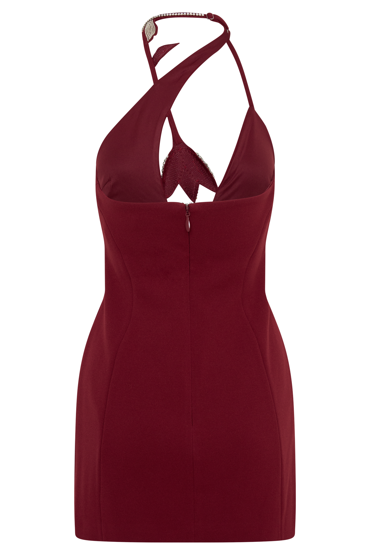 Nathalie Halter Neck Floral Mini Dress - Merlot #8
