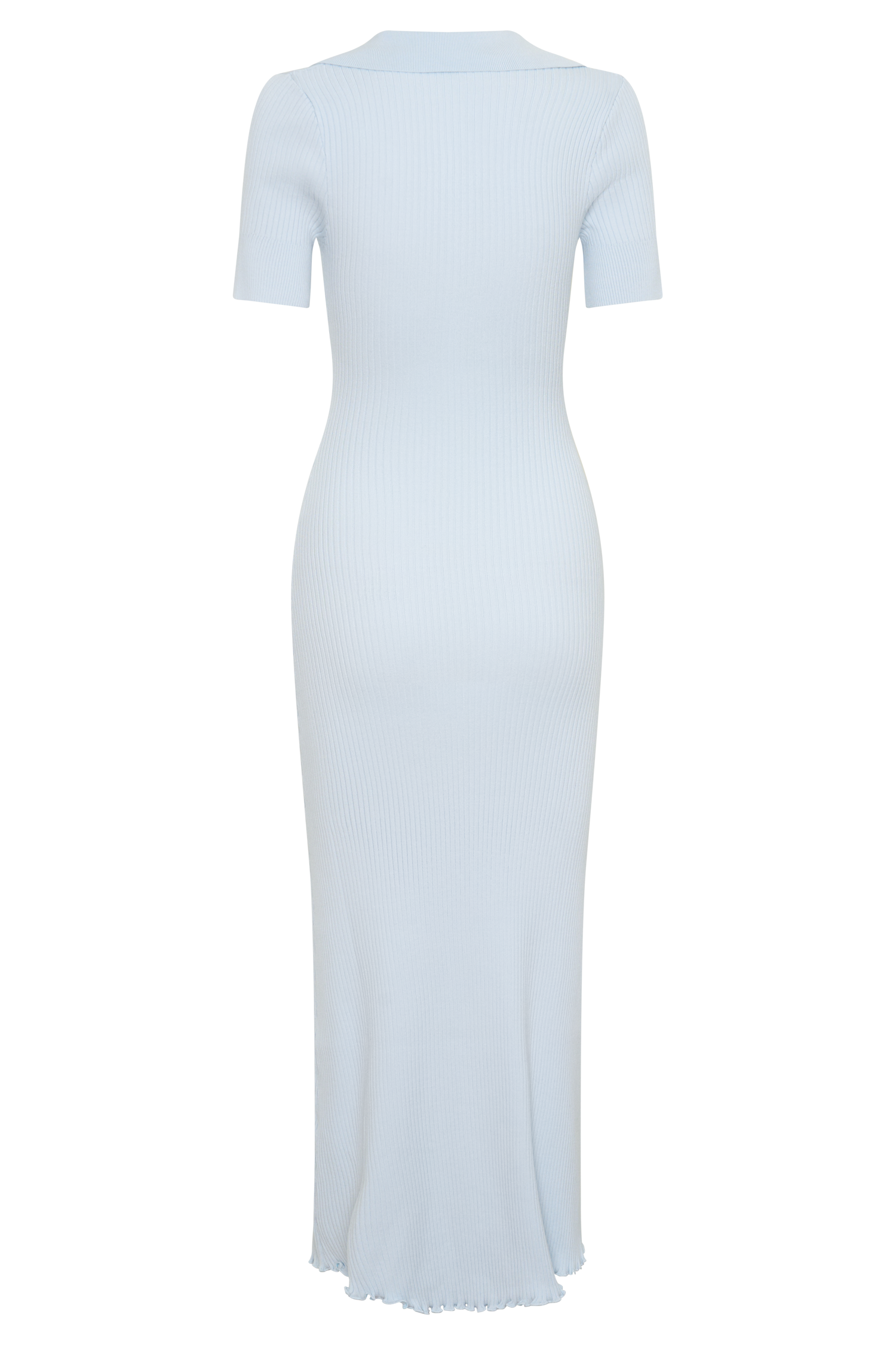Nichelle Short Sleeve Collared Knit Midi Dress - Light Blue #8