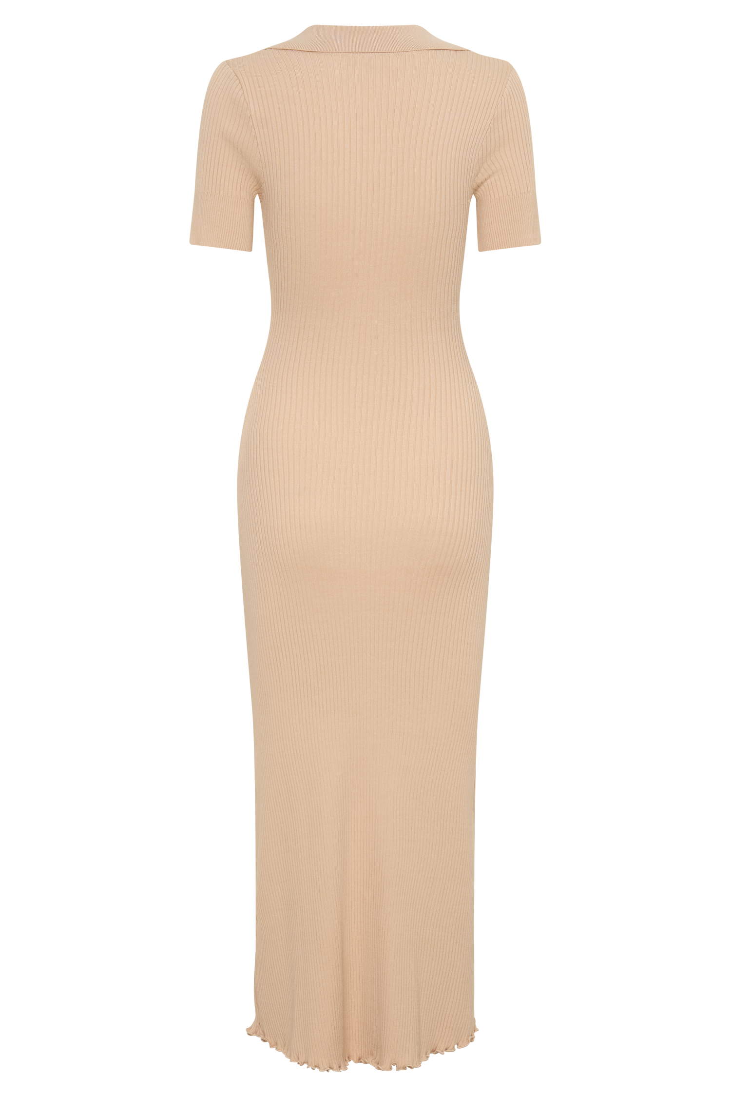 Nichelle Short Sleeve Collared Knit Midi Dress - Natural #8