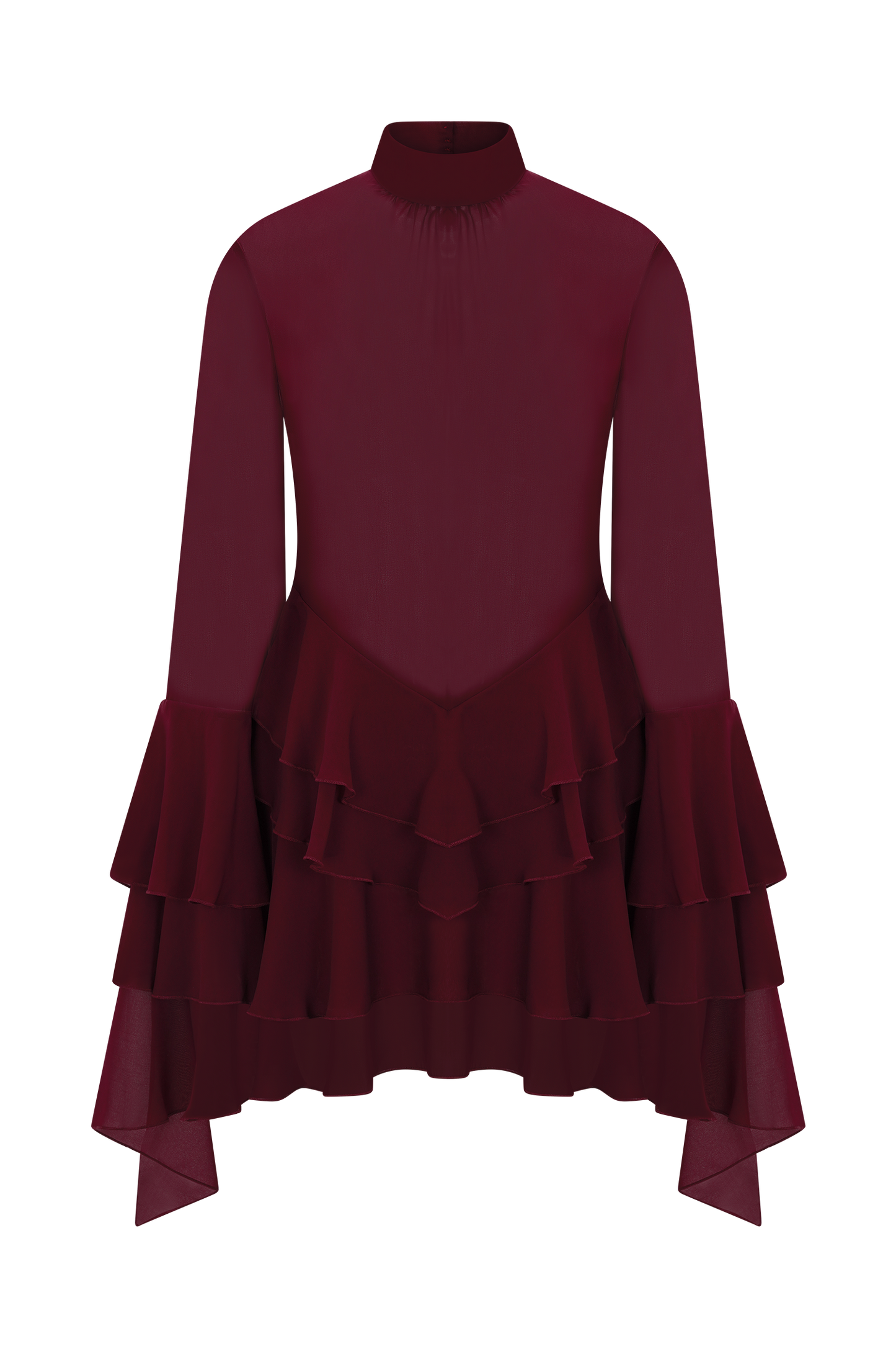 Nimah Chiffon Ruffle Mini Dress - Wine