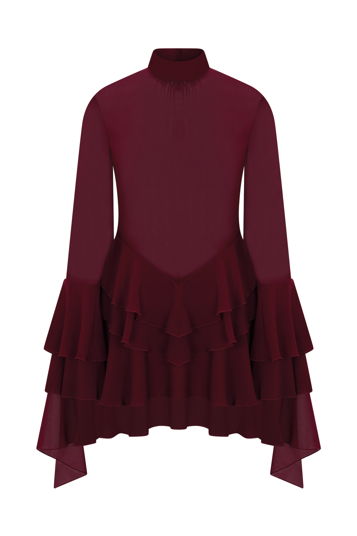 Nimah Chiffon Ruffle Mini Dress - Wine #11