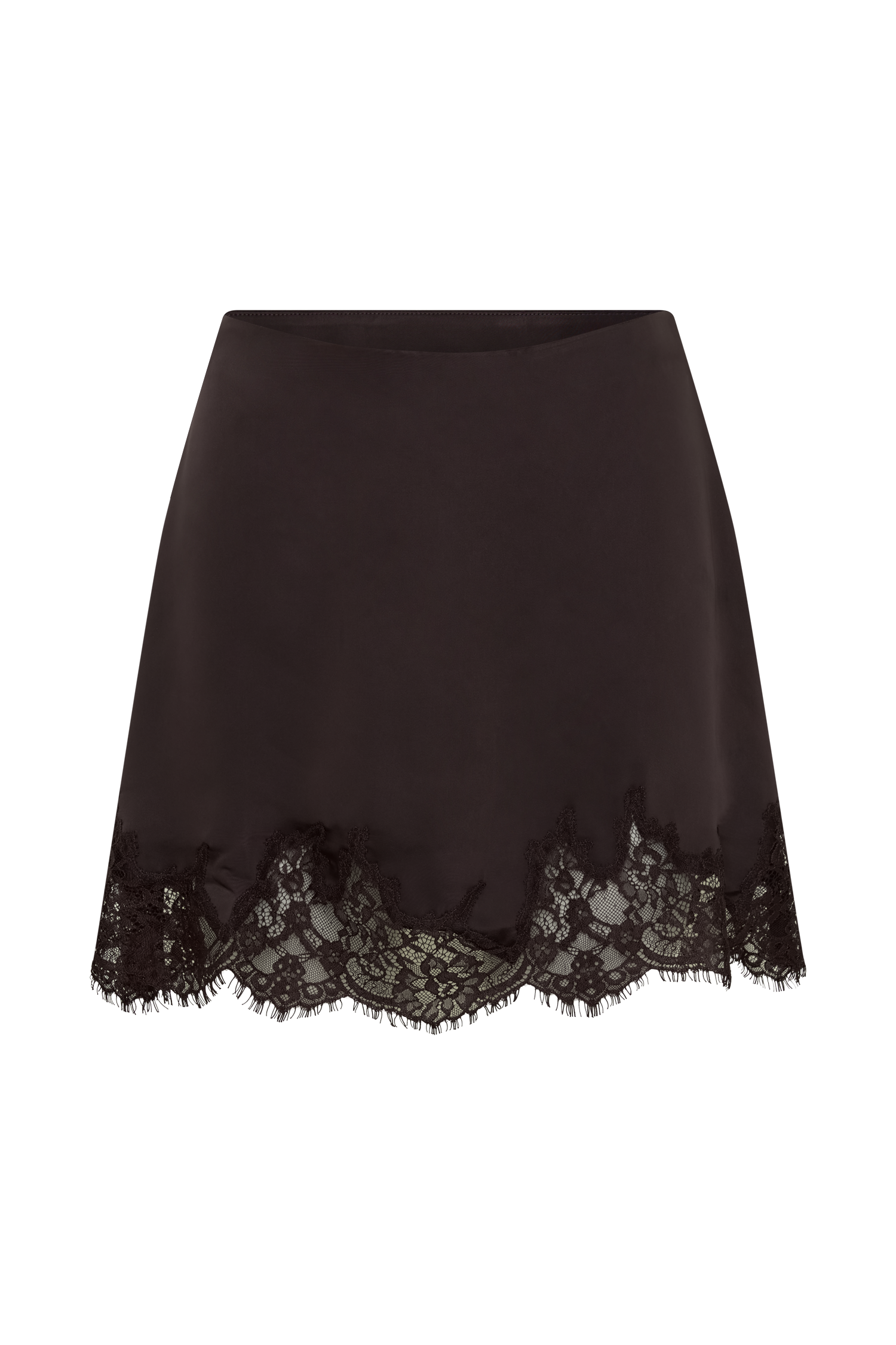 Nina Lace And Satin Mini Skirt - Chocolate #11