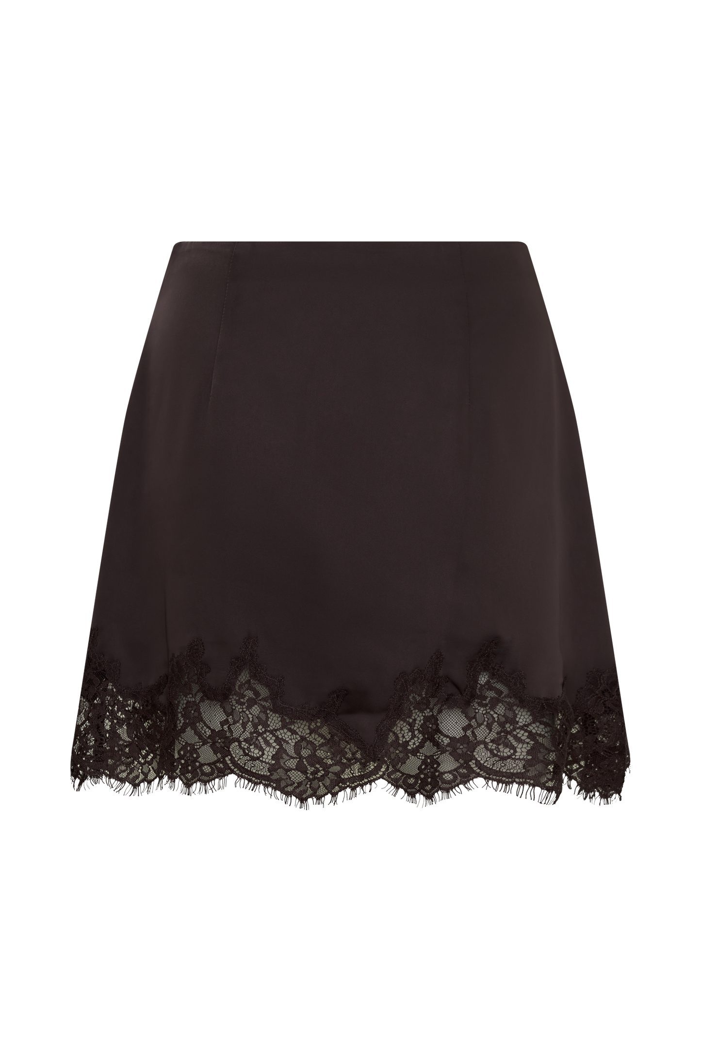 Nina Lace And Satin Mini Skirt - Chocolate