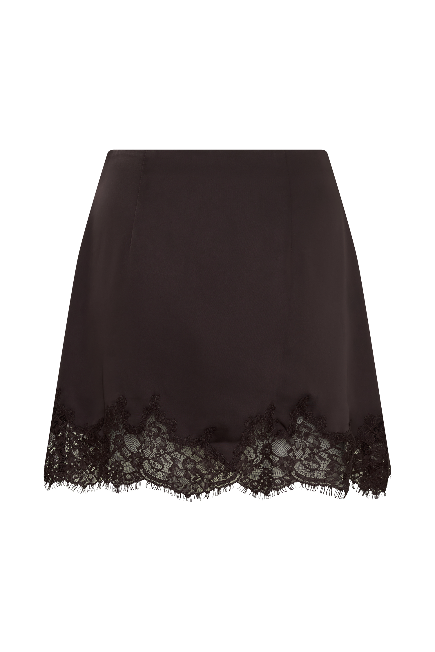 Nina Lace And Satin Mini Skirt - Chocolate #10