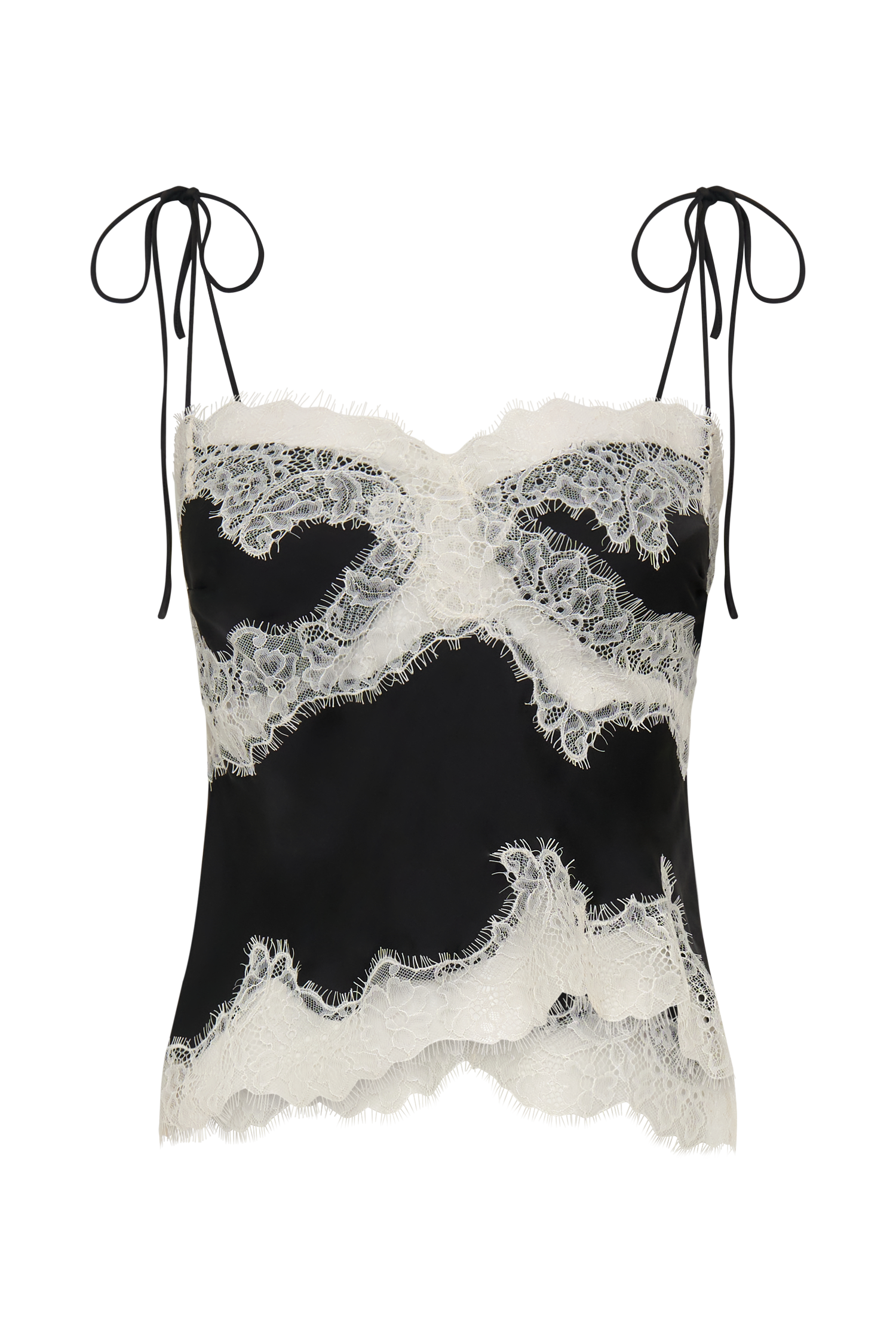 Nina Satin And Lace Camisole - Black/Ivory #10