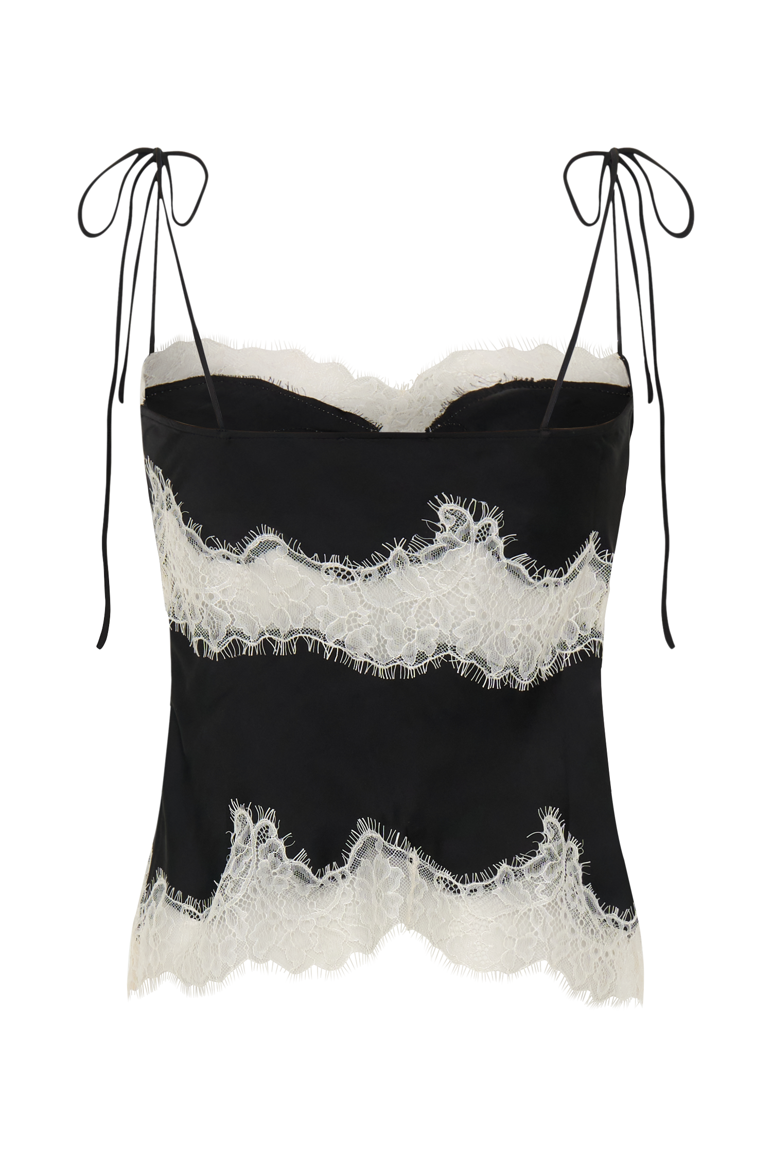Nina Satin And Lace Camisole - Black/Ivory #9