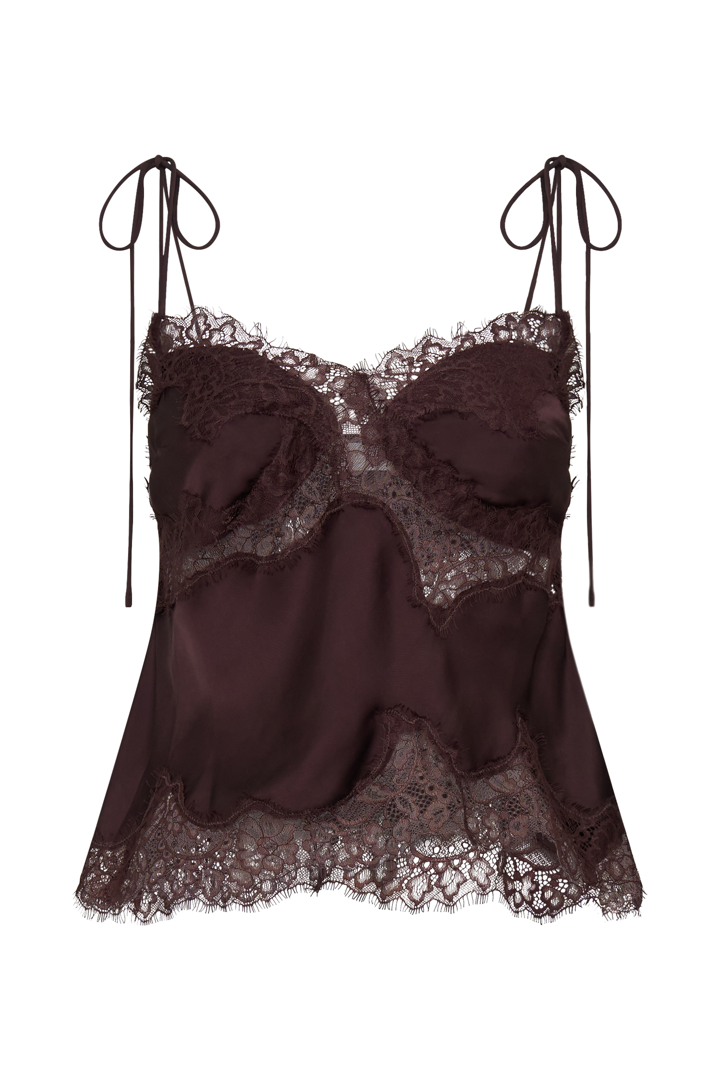 Nina Satin And Lace Camisole - Chocolate