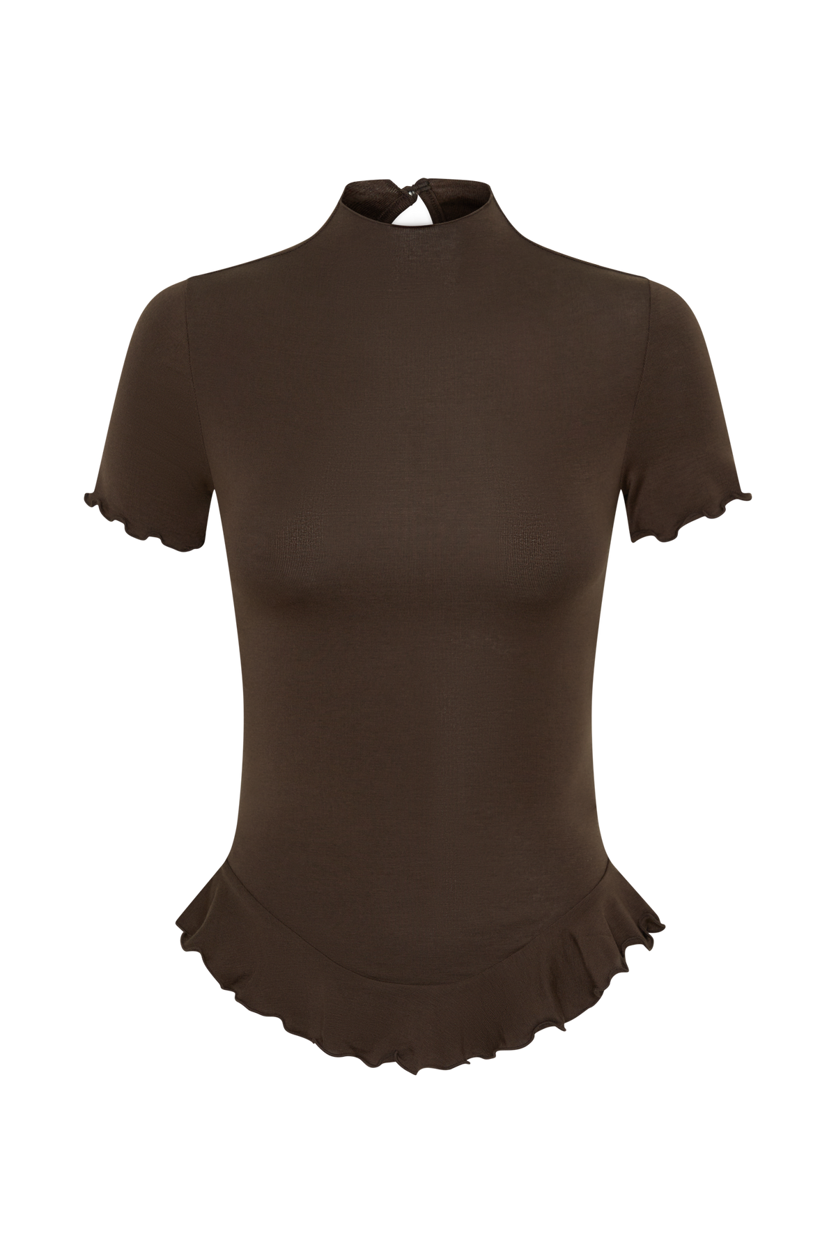 Nira Short Sleeve Ruffle Top - Dark Chocolate #9