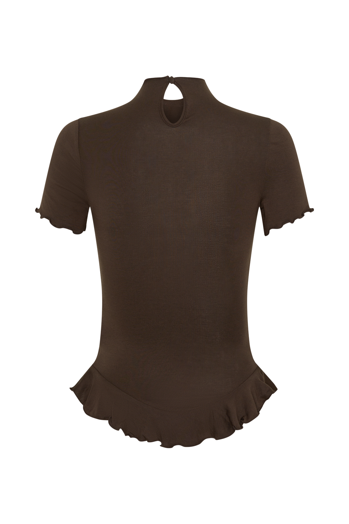 Nira Short Sleeve Ruffle Top - Dark Chocolate #8