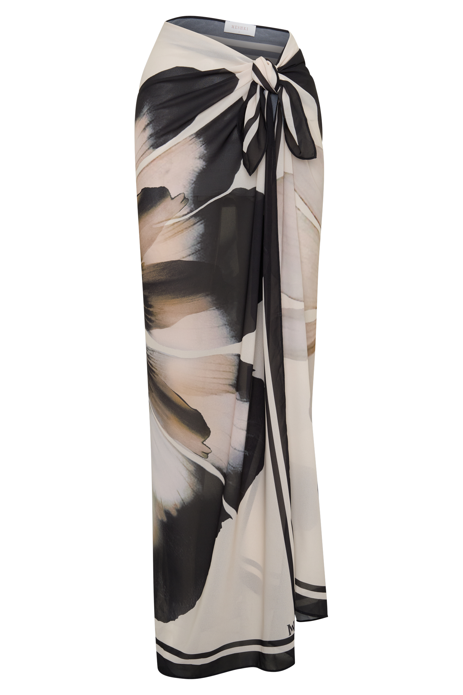 Noa Chiffon Scarf Sarong - Ivory Base Floral Print #11
