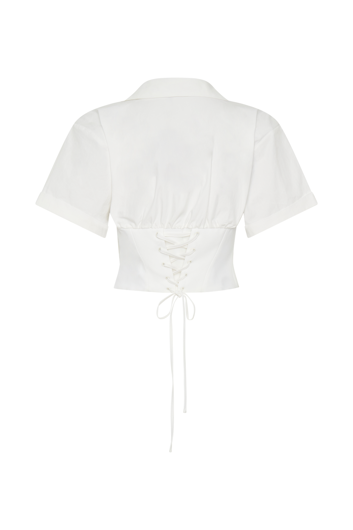 Noelia Tie Back Short Sleeve Shirt - White #11