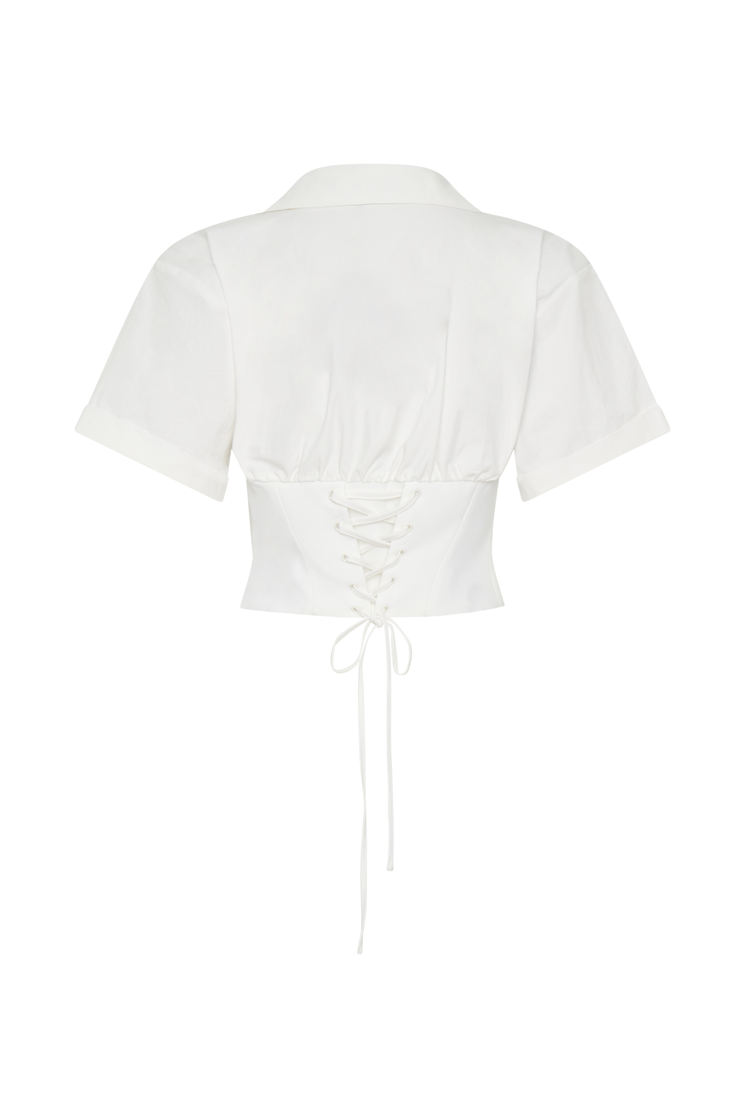 Noelia Tie Back Short Sleeve Shirt - White #11