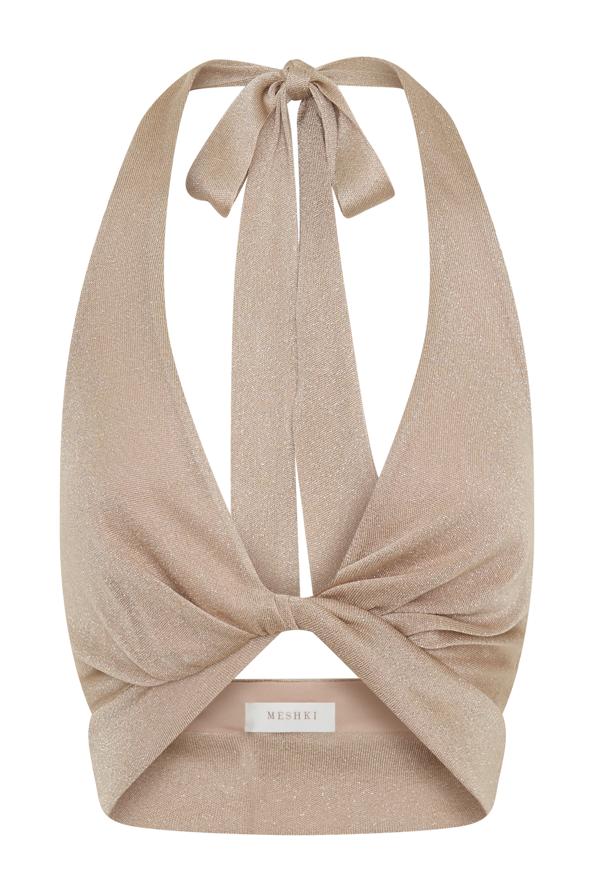 Nola Draped Lurex Halter Top - Gold #14