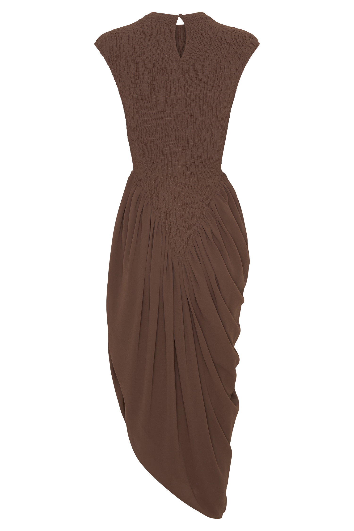 Nola Shirred Asymmetric Midi Dress - Mocha #9