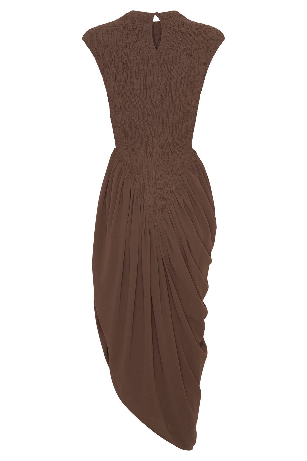 Nola Shirred Asymmetric Midi Dress - Mocha #9