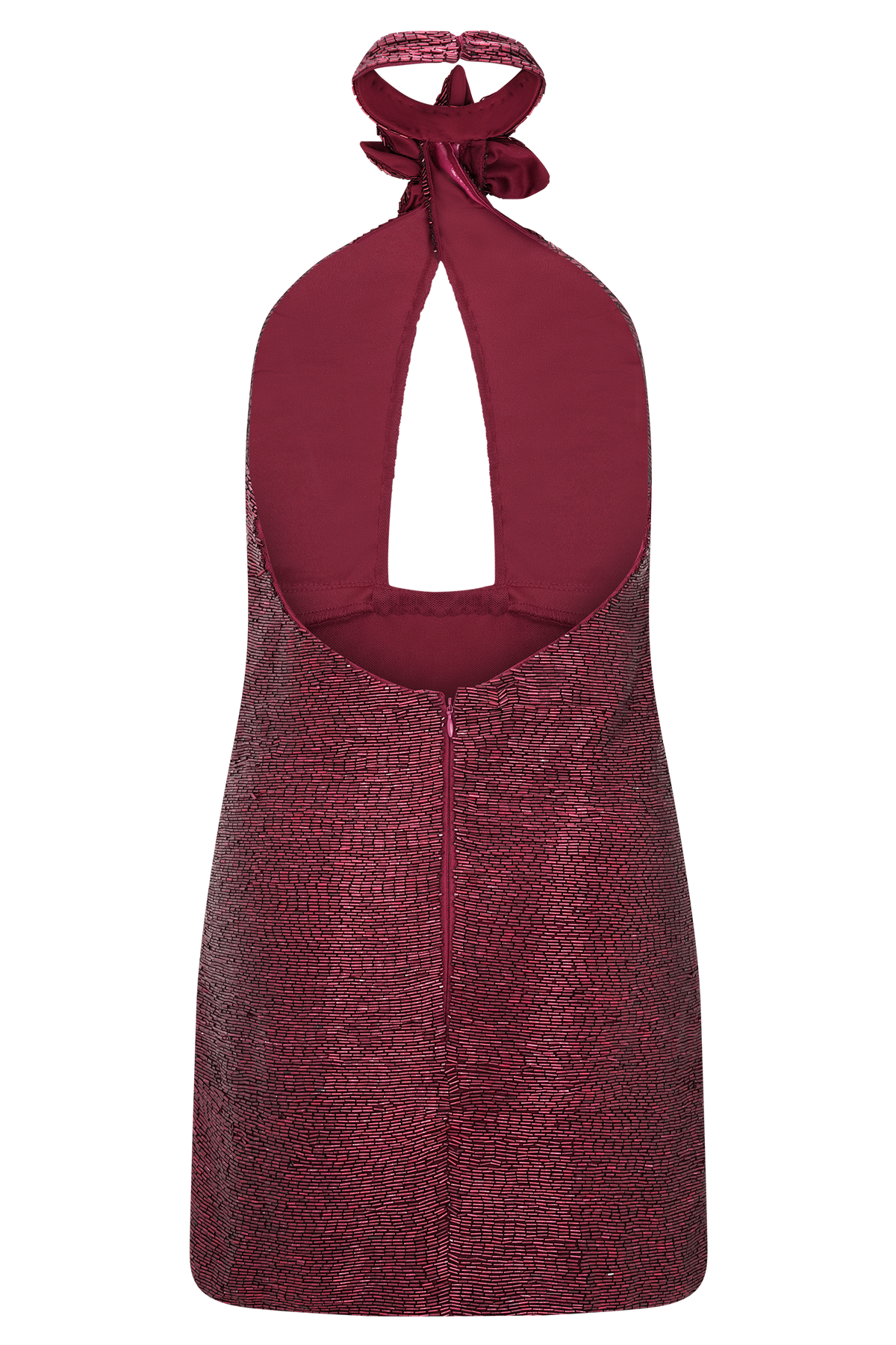 Nylah Beaded Halter Mini Dress - Burgundy #9
