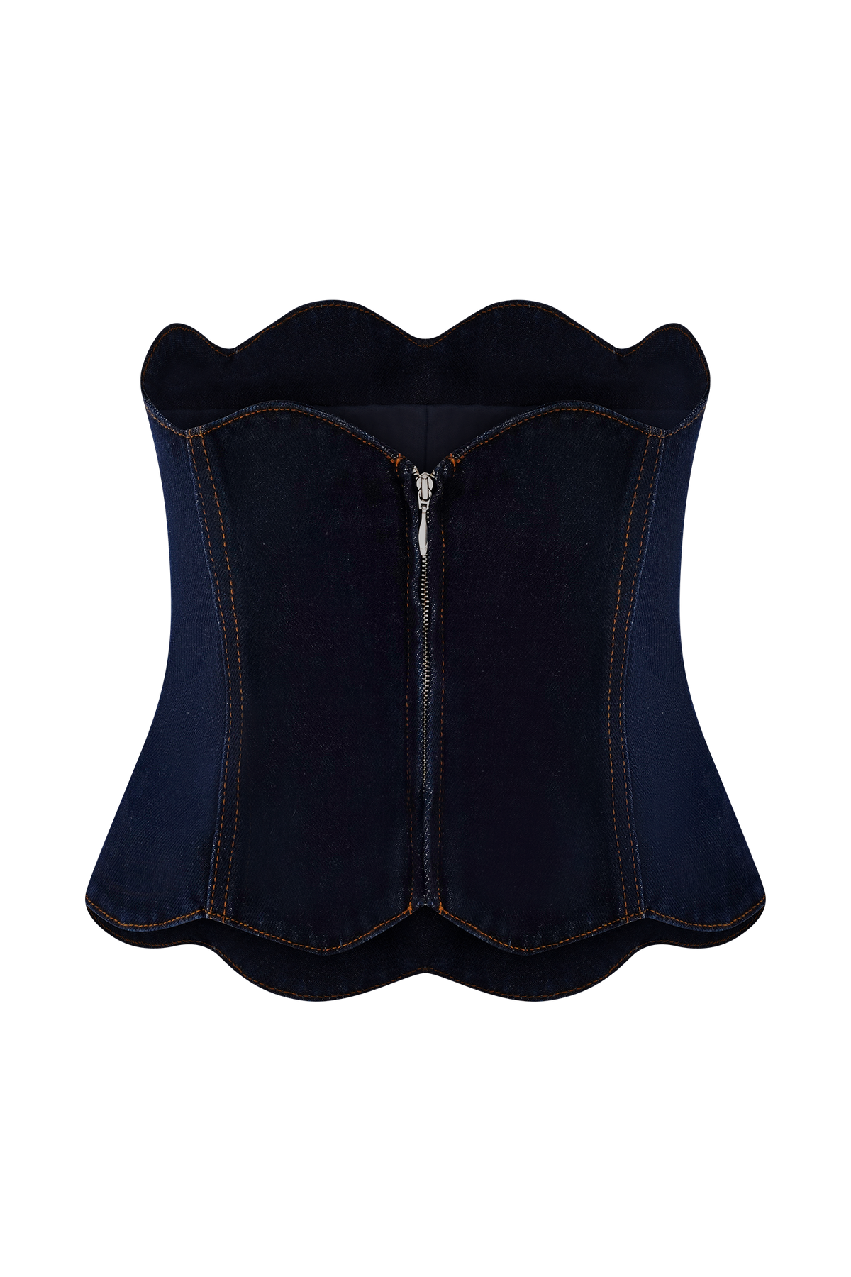 Oakley Strapless Scallop Denim Top - Indigo Blue #4