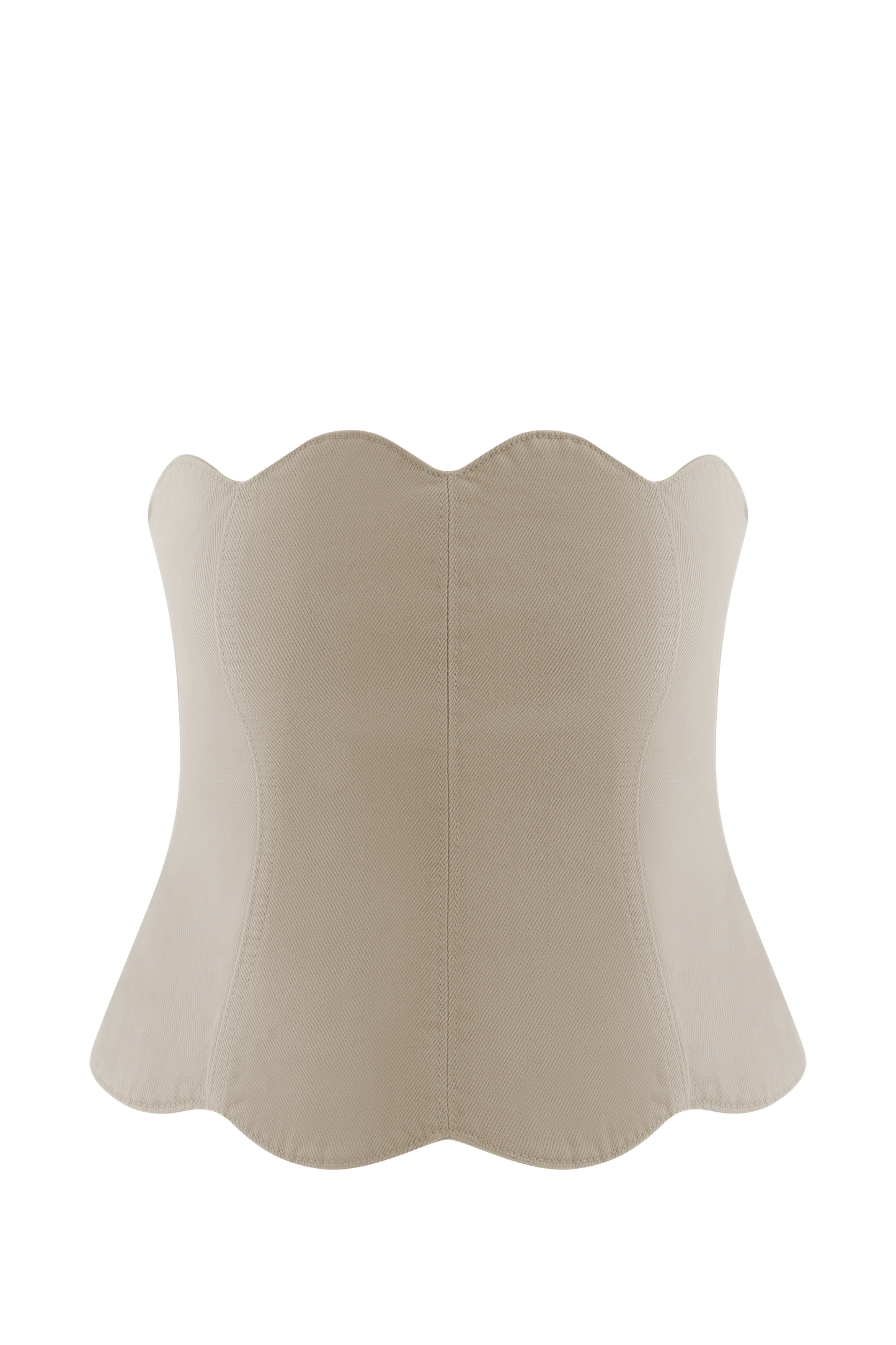 Oakley Strapless Scallop Denim Top - Stone Wash