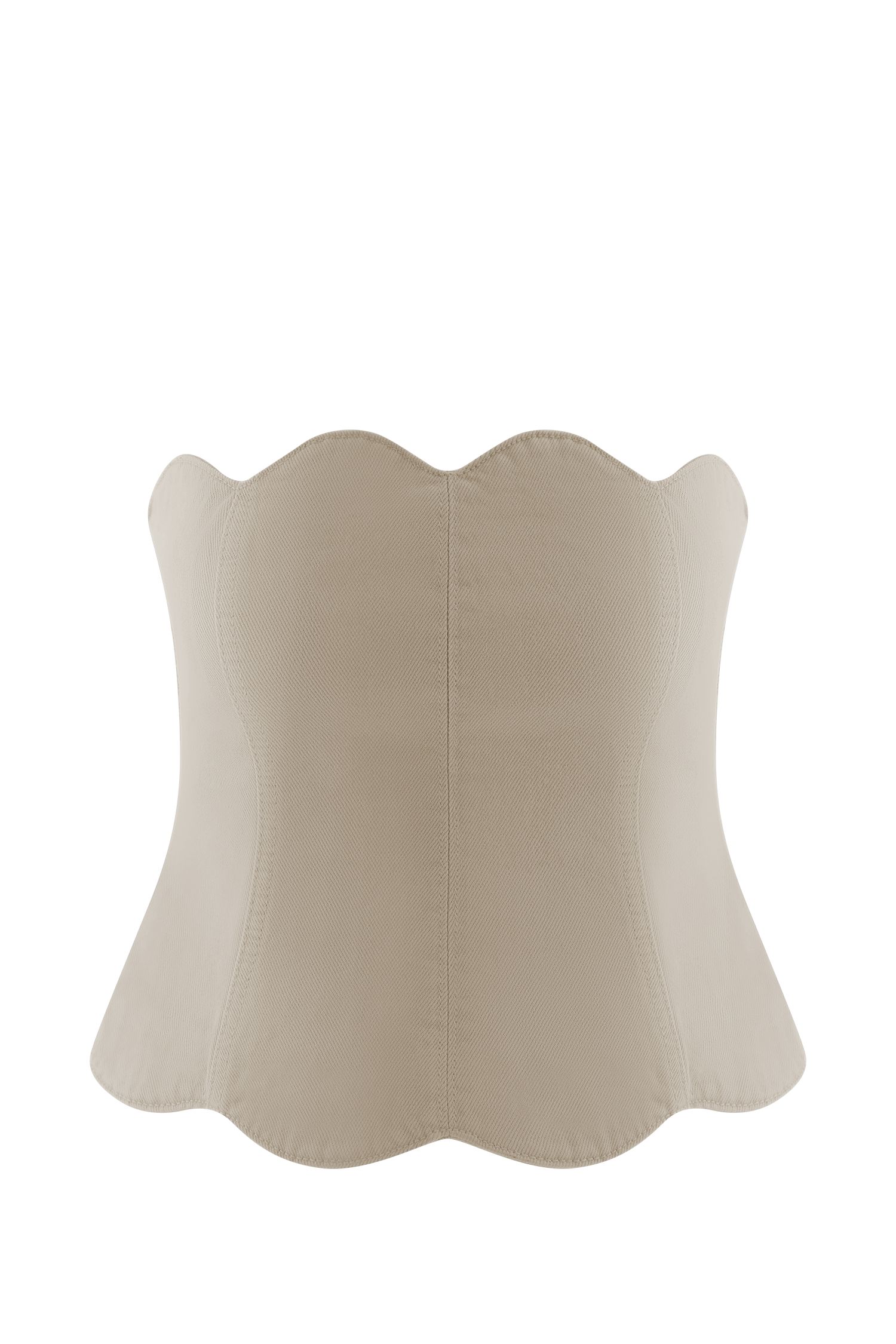 Oakley Strapless Scallop Denim Top - Stone Wash #9