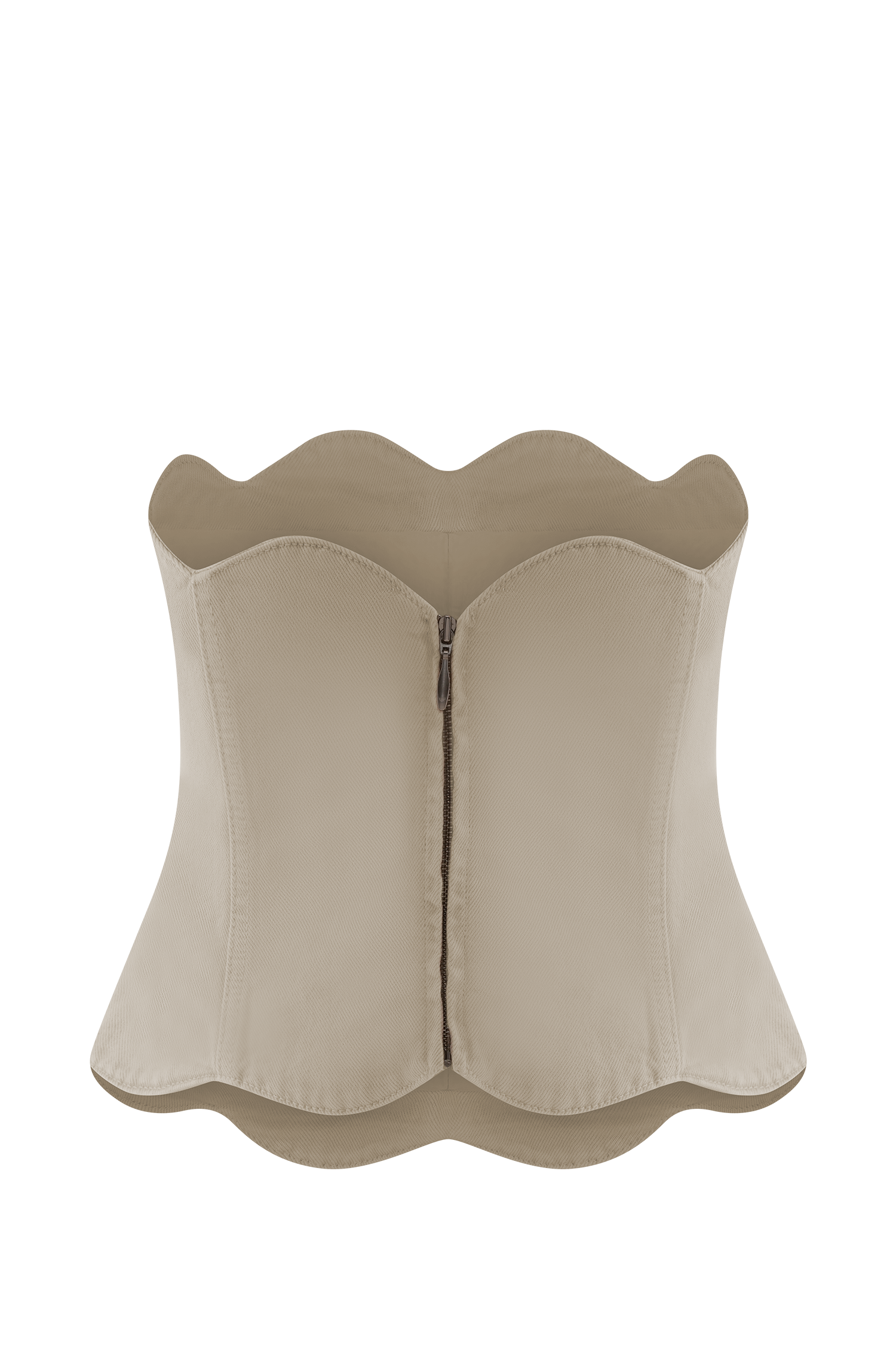 Oakley Strapless Scallop Denim Top - Stone Wash #8