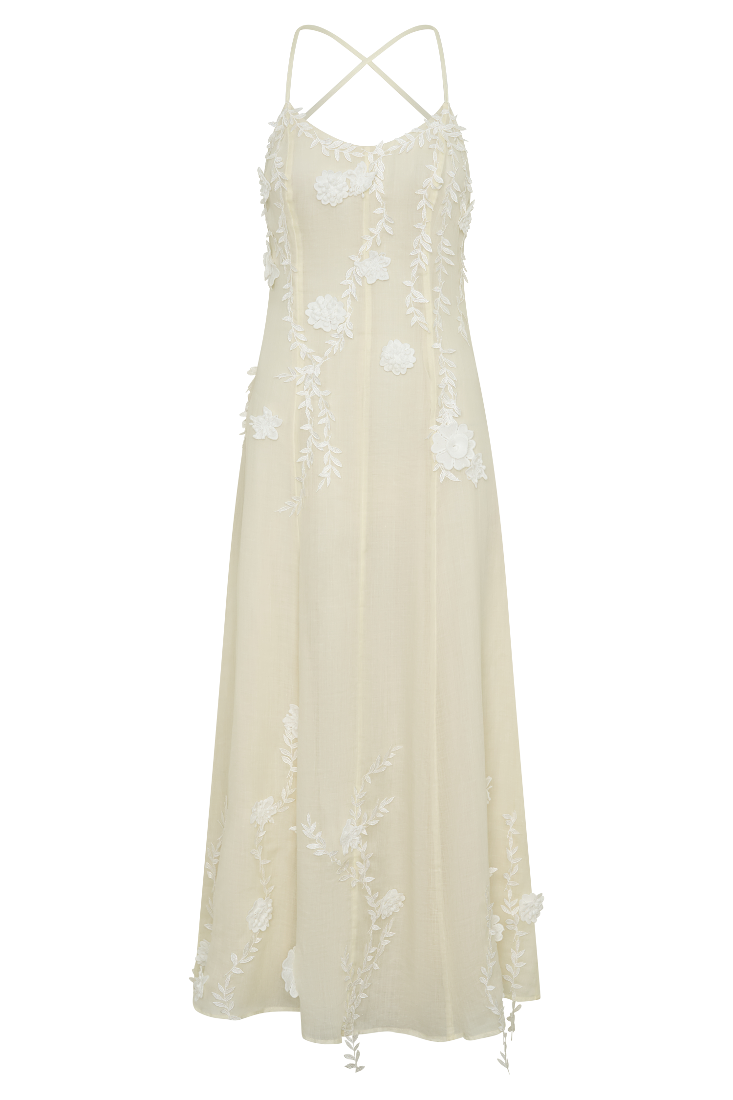 Odette Floral Lace Midi Dress - Buttermilk #8