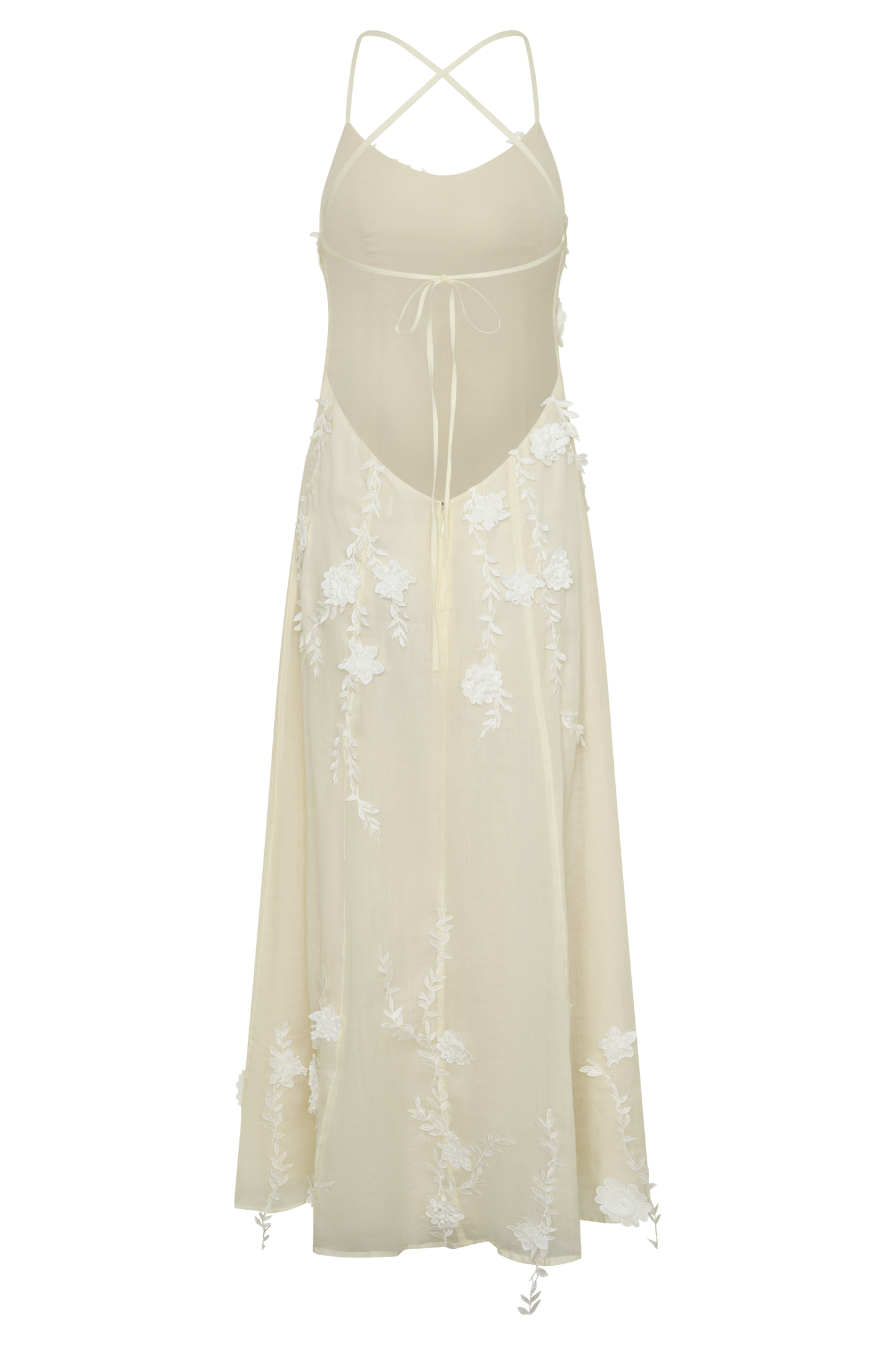 Odette Floral Lace Midi Dress - Buttermilk