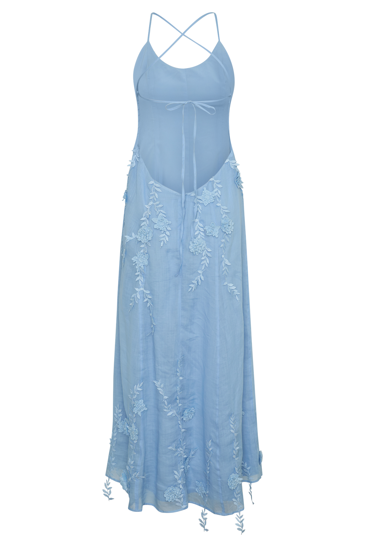 Odette Floral Lace Midi Dress - Pale Blue #8
