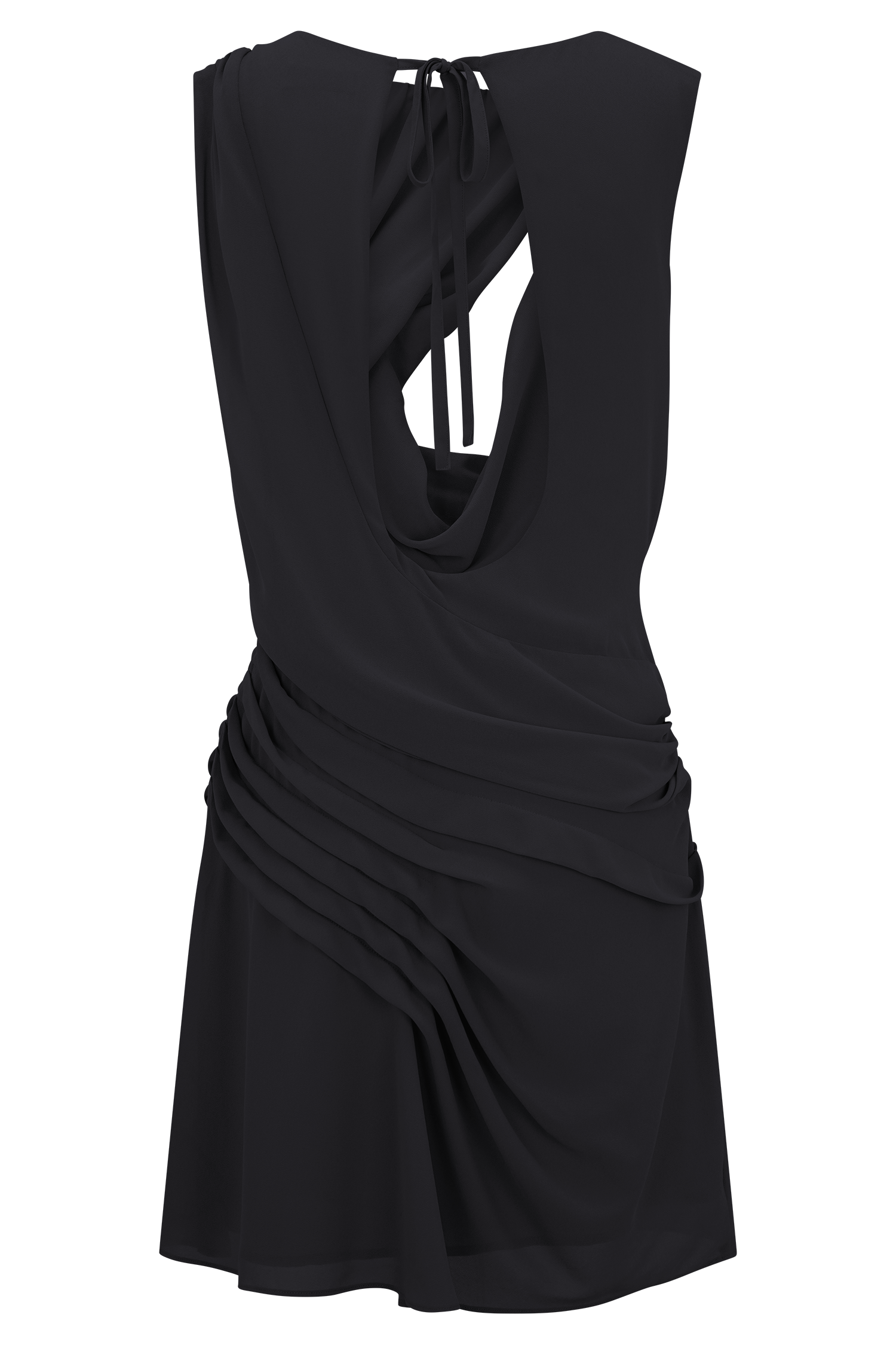 Oria Chiffon Mini Dress - Black #8