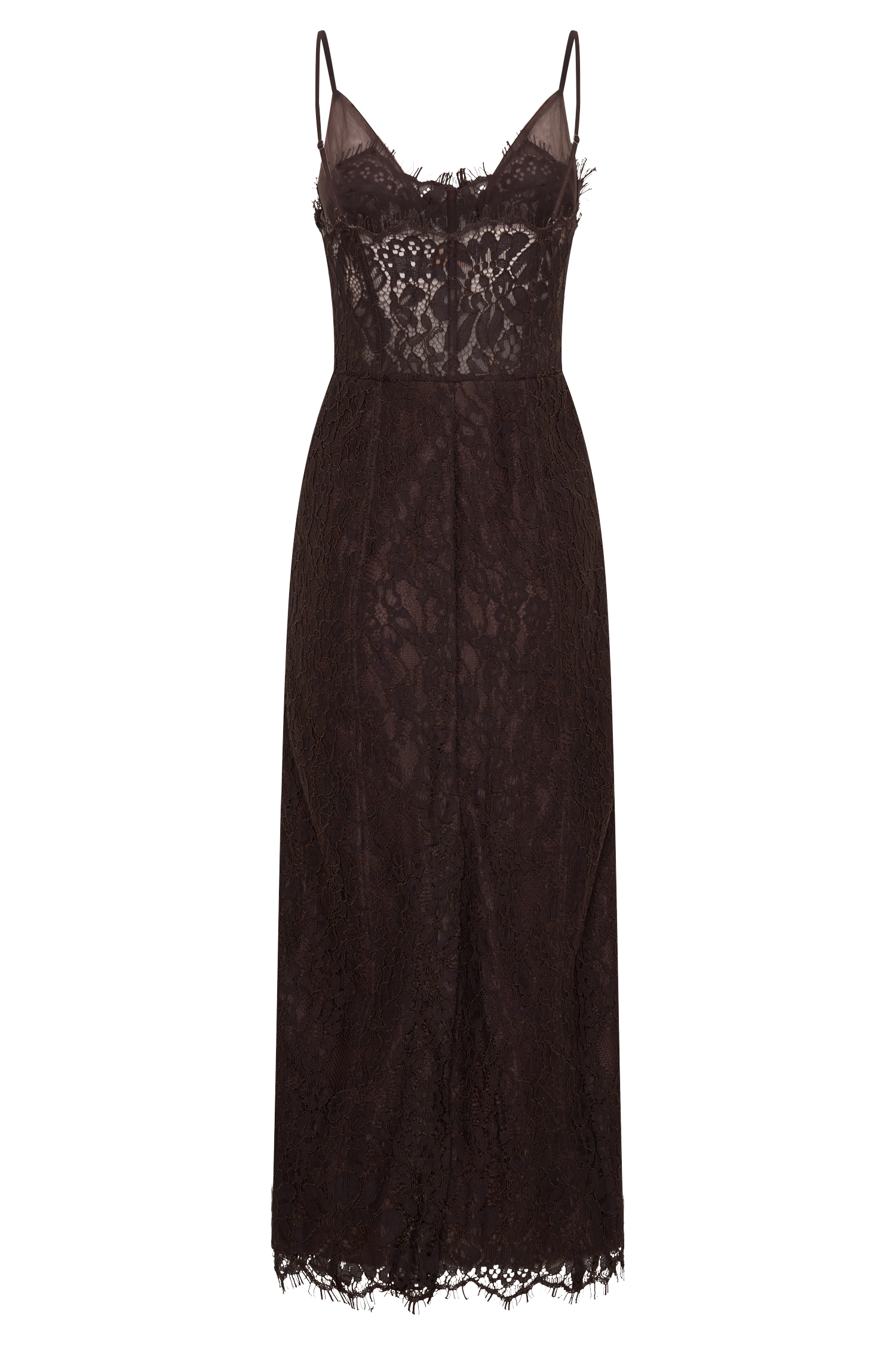Ottilie Lace And Mesh Midi Dress - Dark Chocolate #8