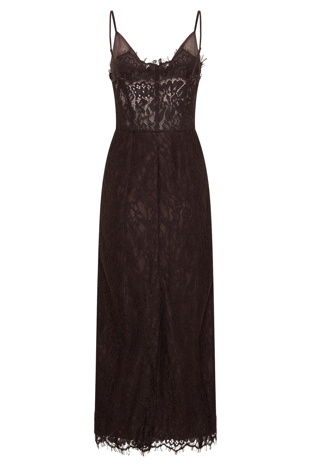 Ottilie Lace And Mesh Midi Dress - Dark Chocolate #8