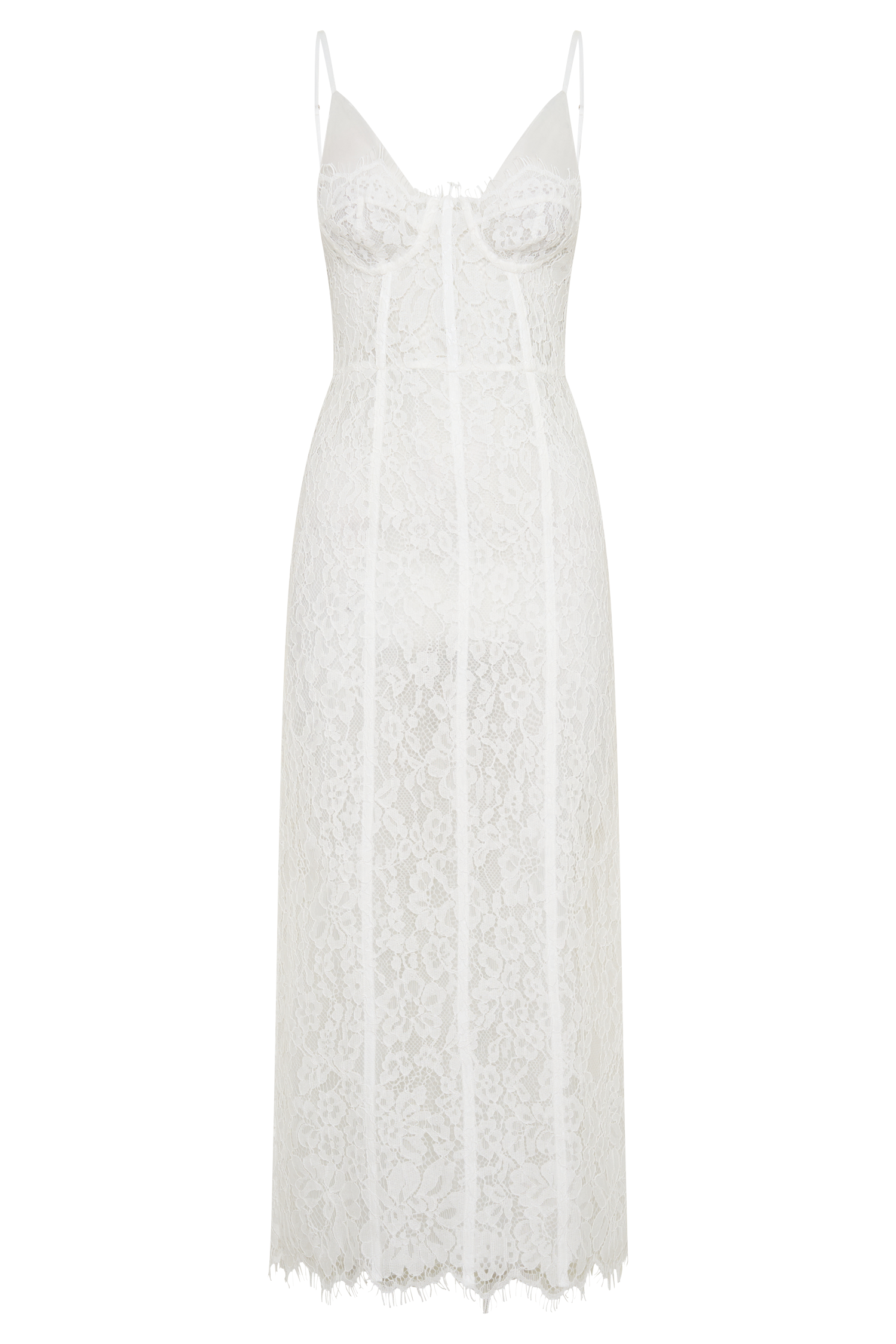 Ottilie Lace And Mesh Midi Dress - White #9