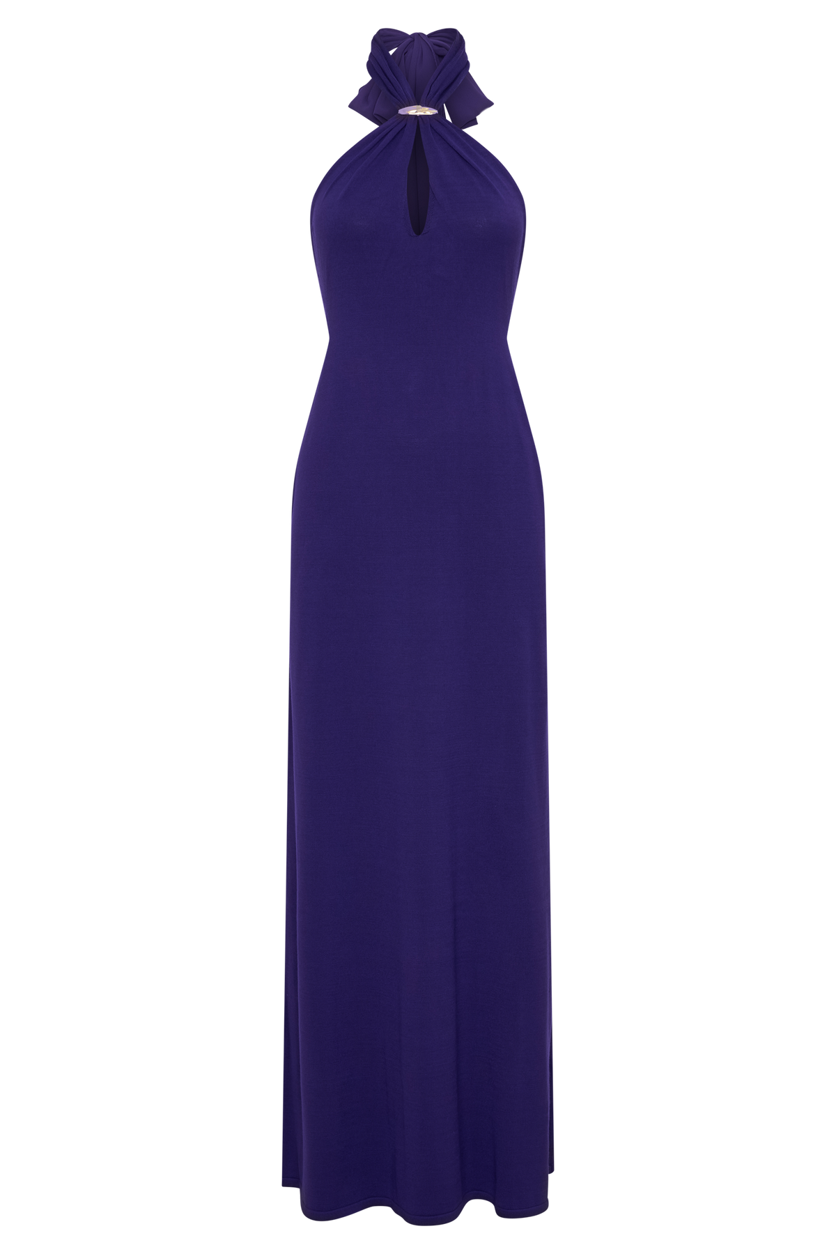 Ozias Halter Semi Sheer Knit Maxi Dress - Deep Purple #9