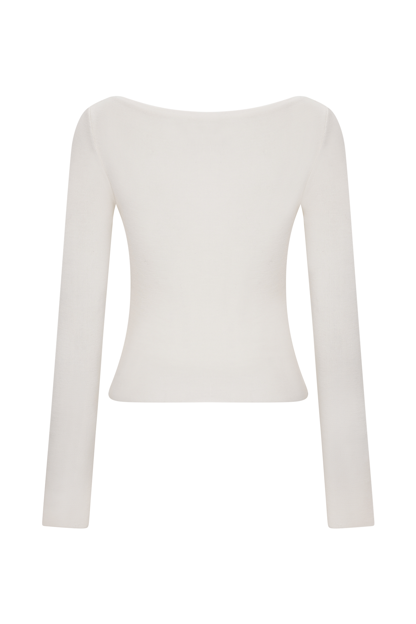 Paedyn Merino Wool Ribbed Long Sleeve Top - Ivory