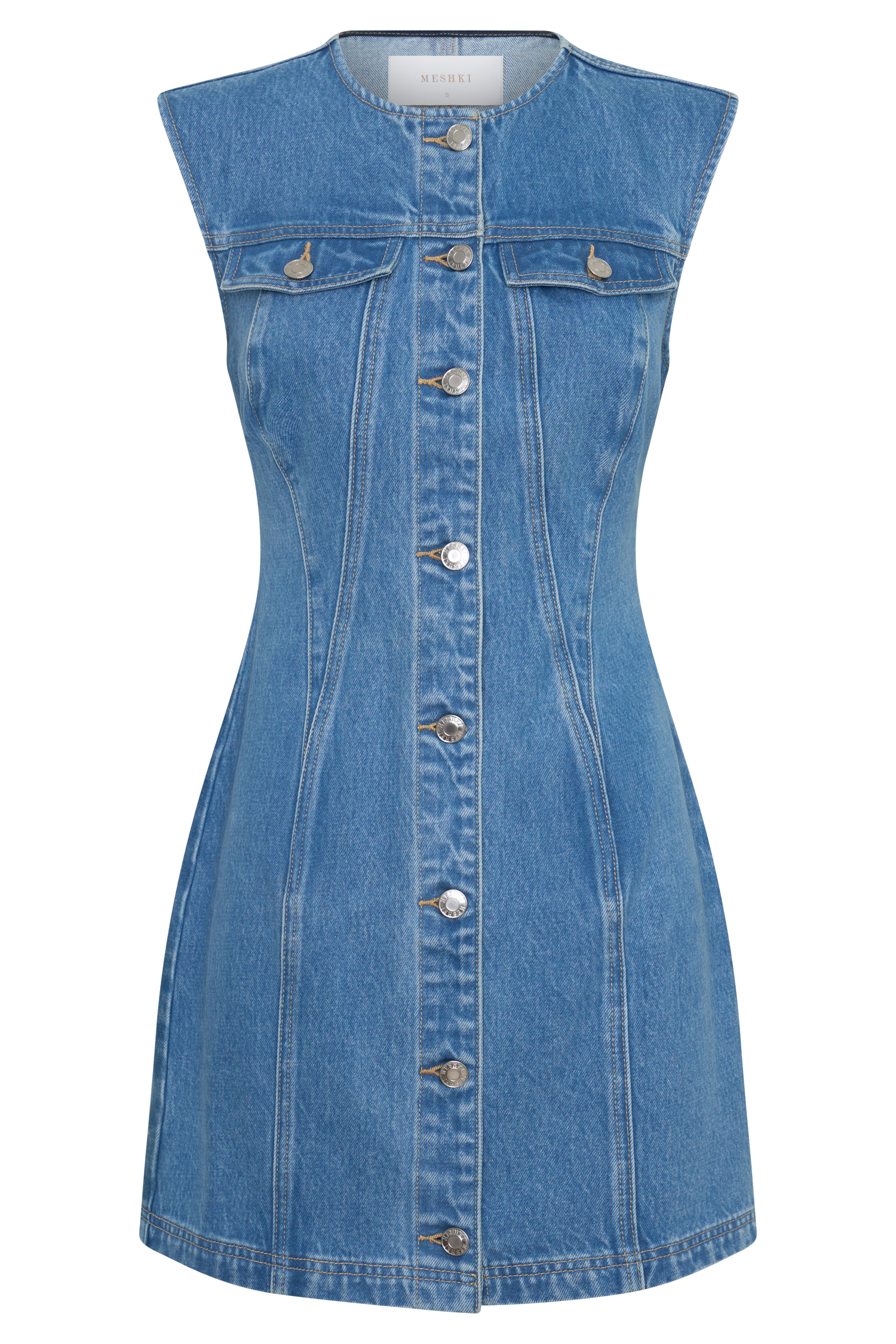 Penn Button Front Denim Mini Dress - Summer Blue #9